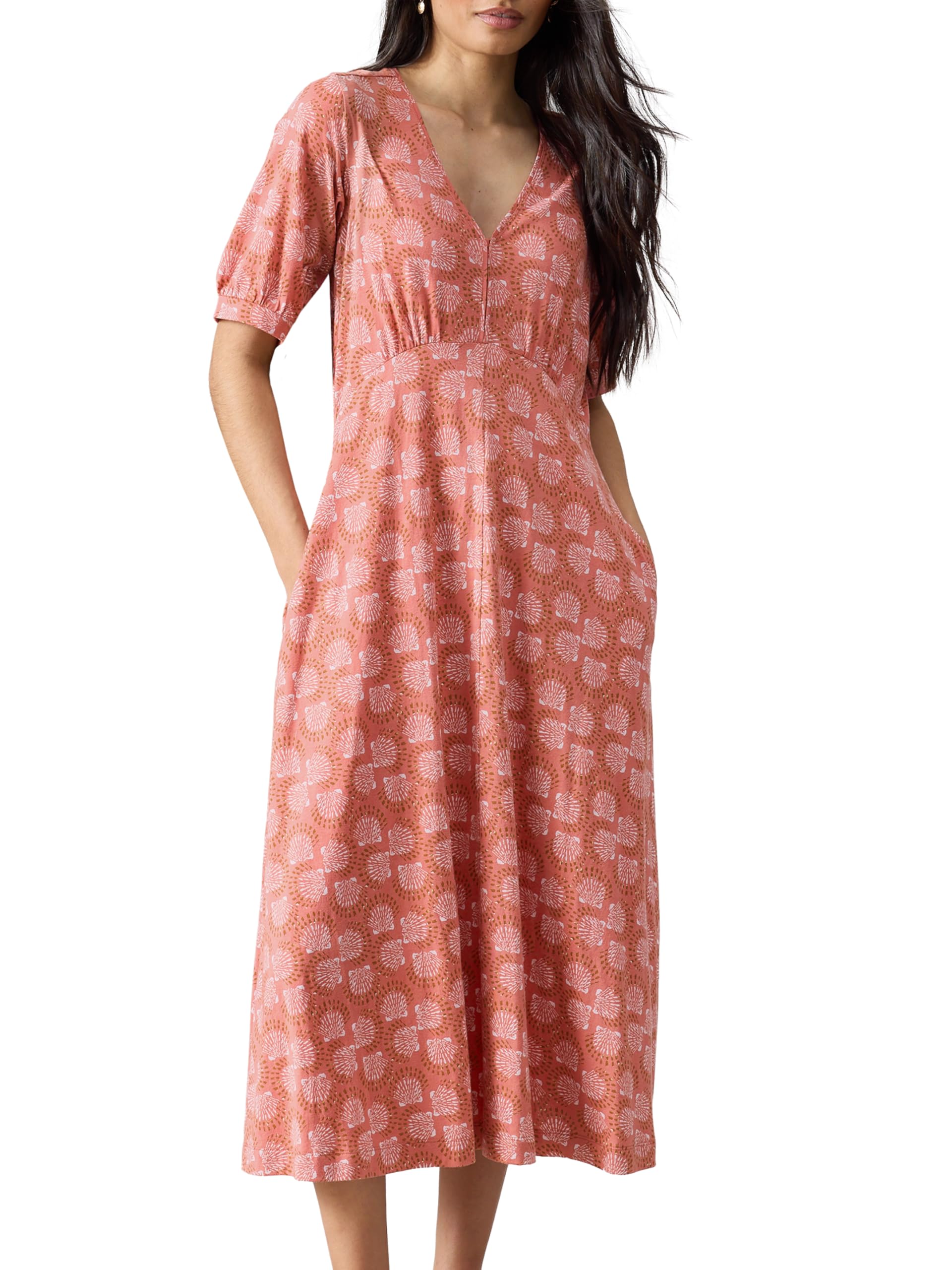 White Stuff Women's Megan Jersey Dress - Long Sleeve Dress for Effortless Style - Pink PR - Size 44R