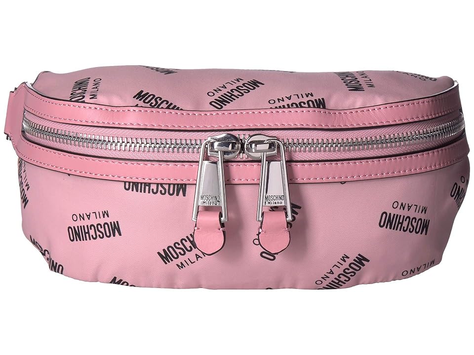 

Moschino All Over Logo Belt Bag (Fantasia Rose Nylon) Handbags, Pink