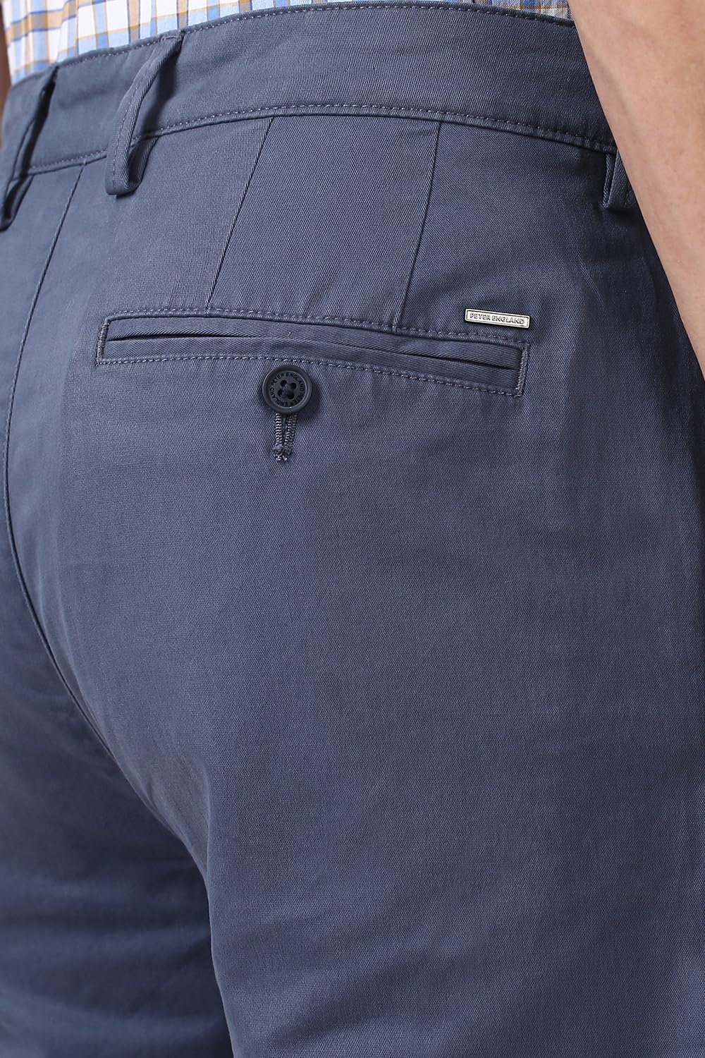 Peter England Men Mid Rise Slim Casual Pants (PCTFSSSBR44099_Blue, 30 - Image 4 thumbnail