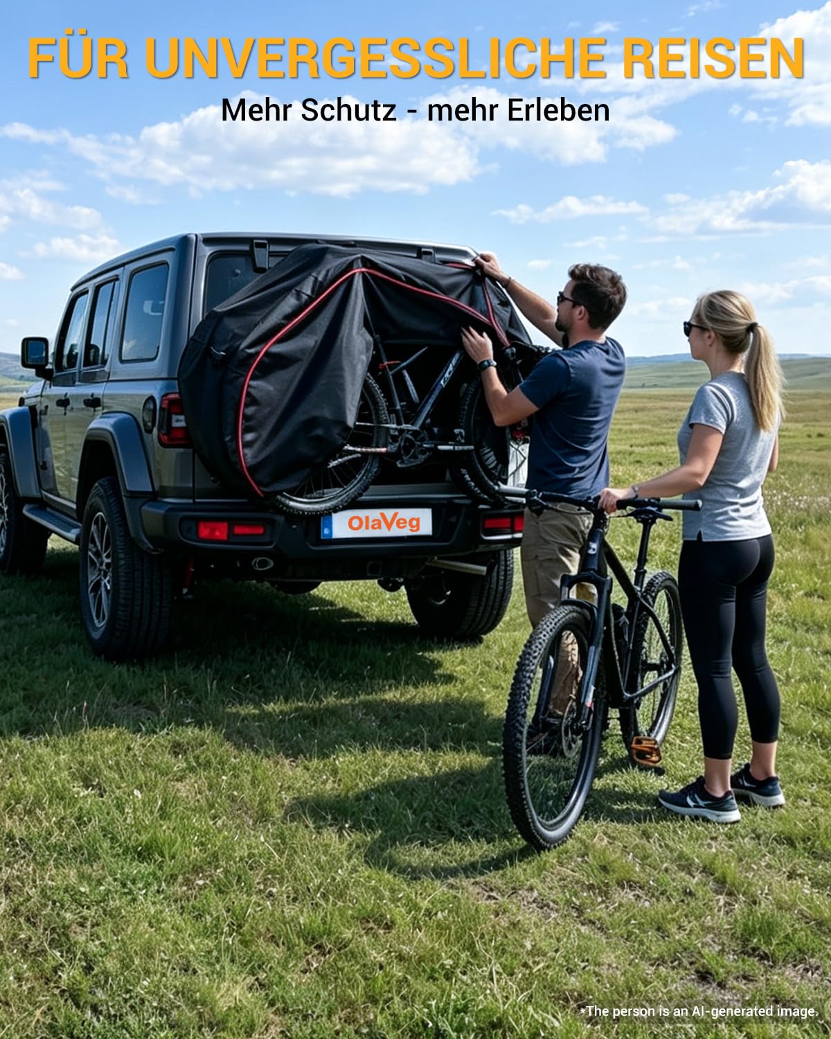 600D série Housse de Vélo pour 2 Vélos avec Fente Arrière | Imperméable, pour le transport, compatible avec les porte-vélos arrière de voiture