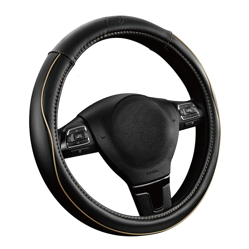 Capa para Volante Skechers Memory Foam em Couro Bege para Volantes de 36,8 a 38,1 cm