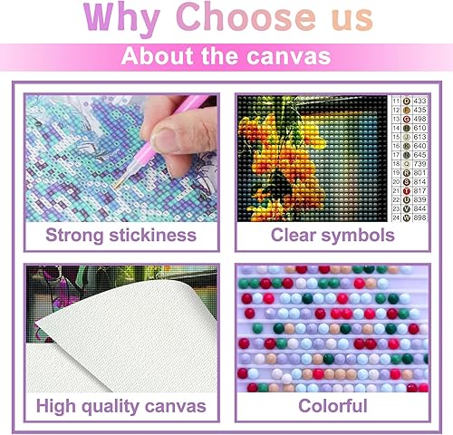 Miniatura 9 de Kits de pintura de diamantes para adultos  Arte de diamantes de flores, alféizar de ventana, lirio de cala, bricolaje 5D, taladro redondo completo,