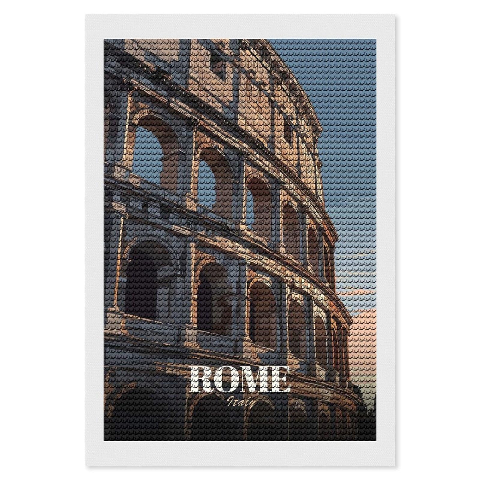 Junmoney Colosseum in Rome Diamond Art Kit 8"x12", Gift Idea, for Family Craft Time, Mindful Craft Activity, Boho Decor, Relaxing DIY Hobby