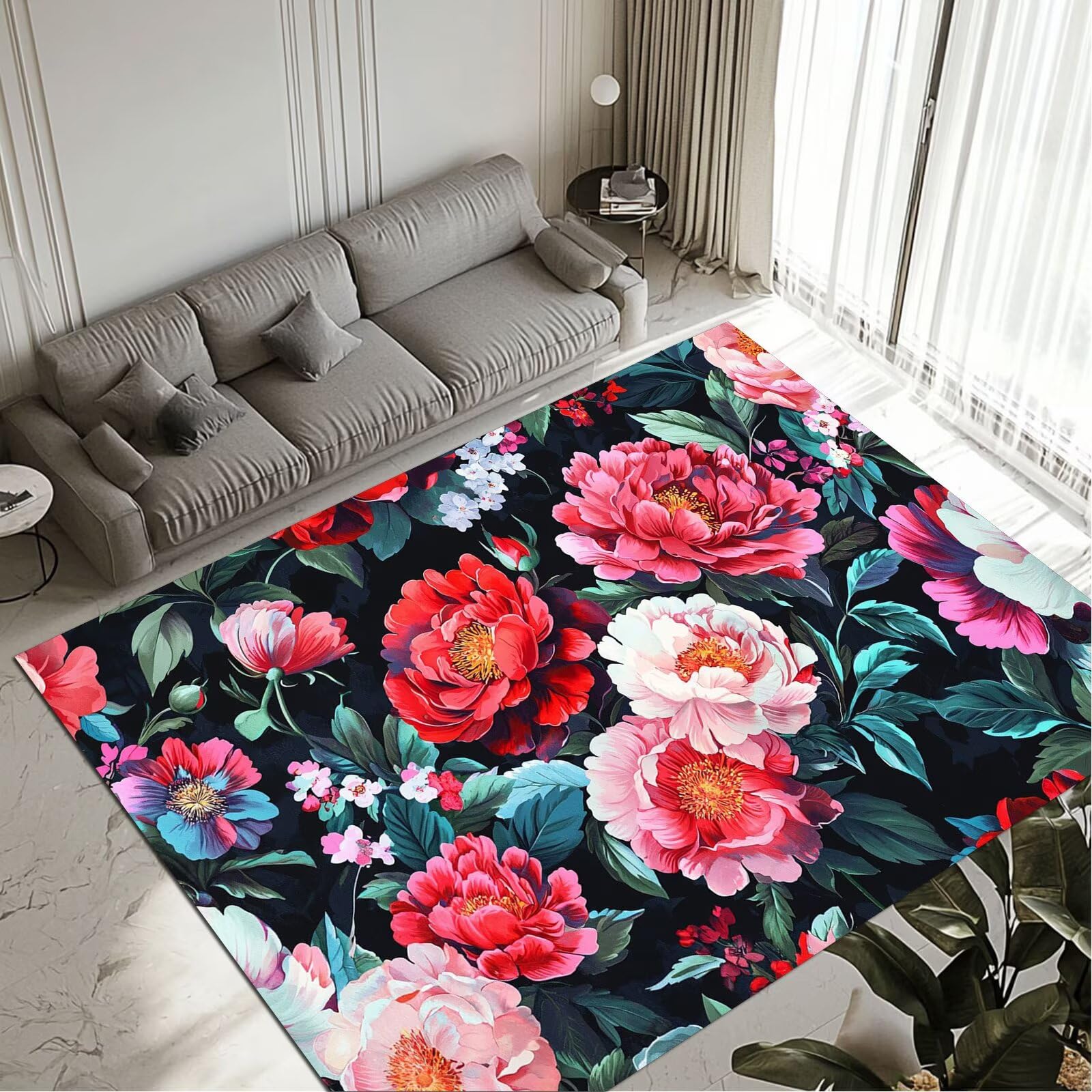 Tapis Flowers antidérapant 60x90cm lavable pour sécuriser le couloir