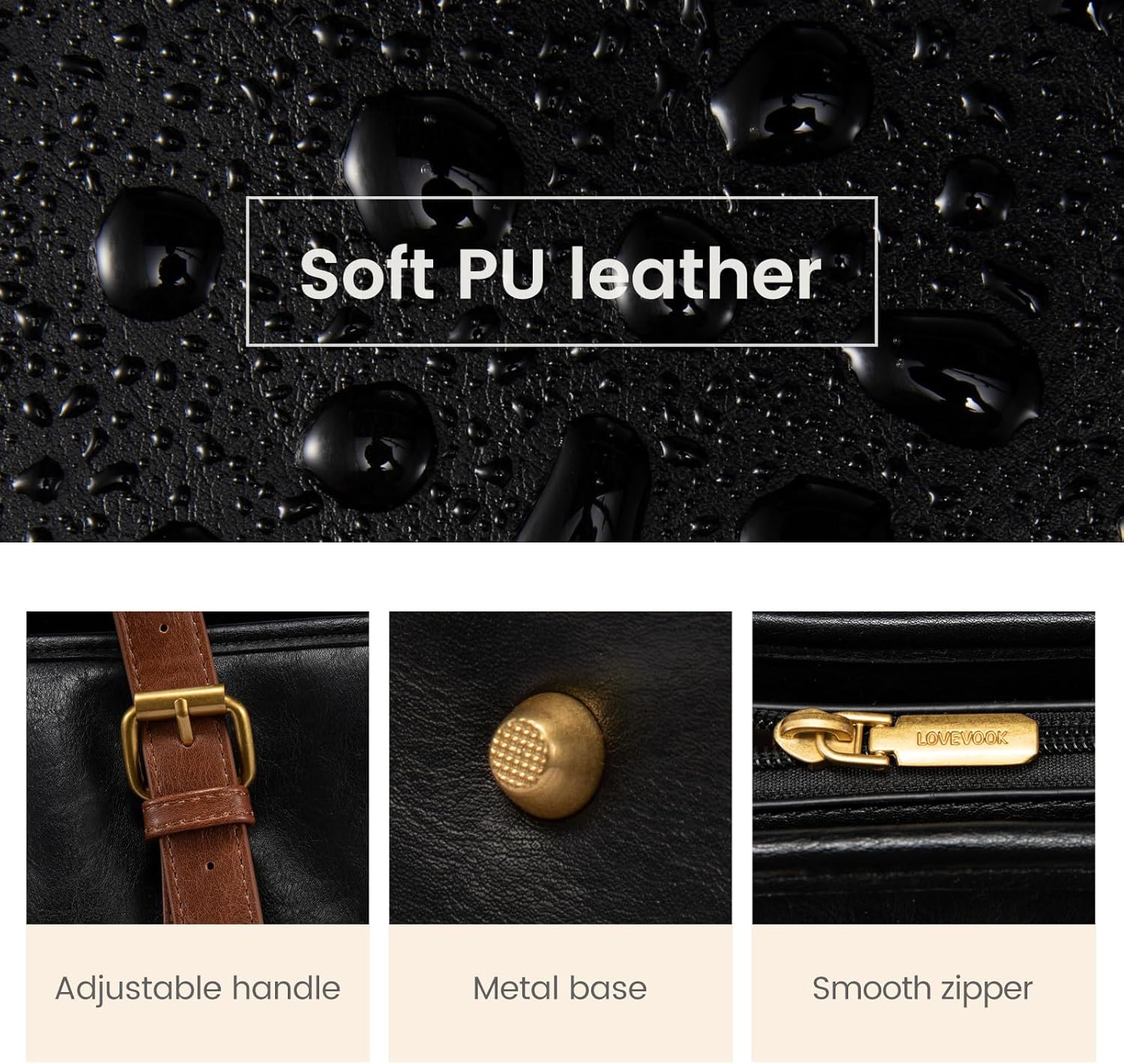 LOVEVOOK Laptop Tote Bag for Women,Vintage Leather Work Tote Bag for Women, 15.6 Inch Computer Briefcase Bag,Waterproof Teacher Business Office - Image 6