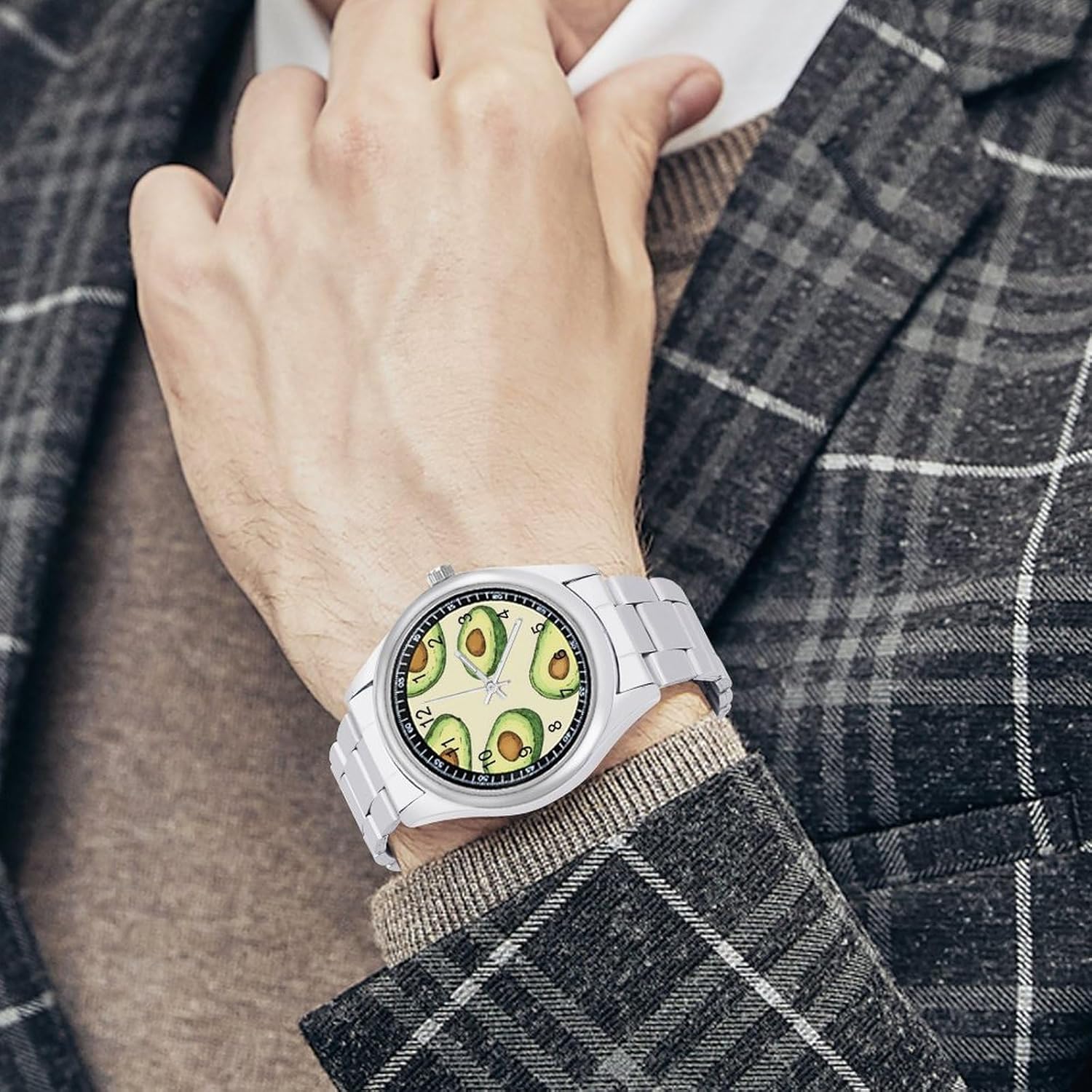Cut Avocados Classic Watches for Men Fashion Graphic Watch Easy to Read for Work Workout