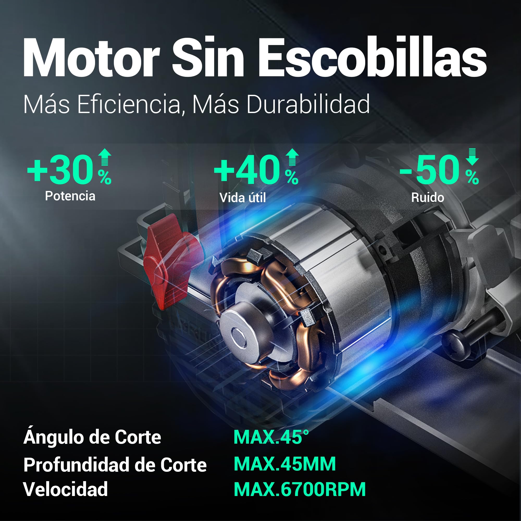 DCA 20V Sierra Circular Mini Inalámbrica Sin Escobillas con Batería 4,0Ah, 2 Velocidades 6700/4200 RPM, 3 Hojas Ø125mm y Guía, Profundidad Corte 45mm(90°)/33mm(45°), Para Madera, Plástico, PVC