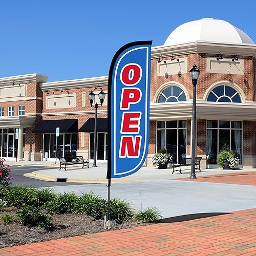 Miniatura 5 de LookOurWay Kit de asta de bandera de plumas, pancarta publicitaria de 7 pies de alto con juego de poste de fibra de vidrio y pico de tierra para