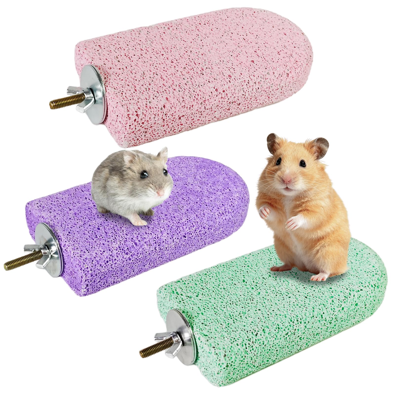 3 Pack Hamster Rat Lava Ledge Platform Teeth Grinding Chewing Toy (L)