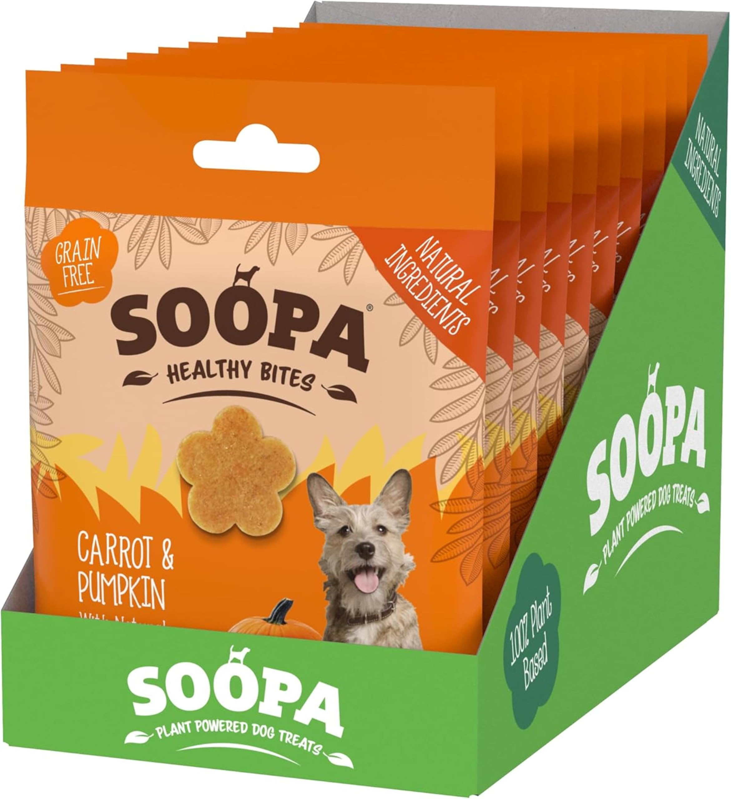 Soopa Carrot & Pumpkin Healthy Bites, Dog Training Treats, Vegan, 10 x 50 g