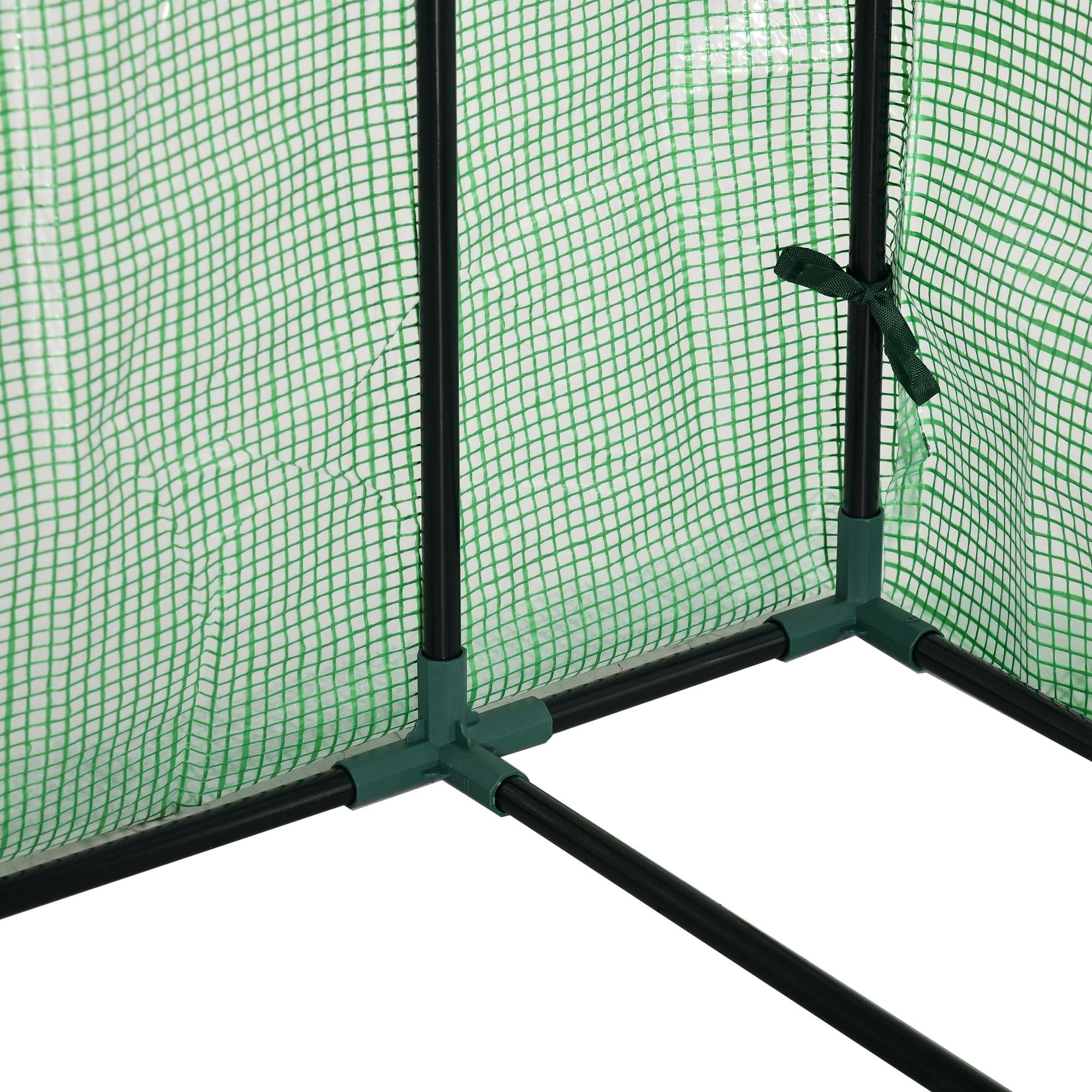 Outsunny Invernadero de Jardín con 4 Estantes 141x72x191 cm Verde | Puerta Enrollable, Cubierta de PE 140g/M², Marco de Acero, para Cultivos Plantas Macetas Flores