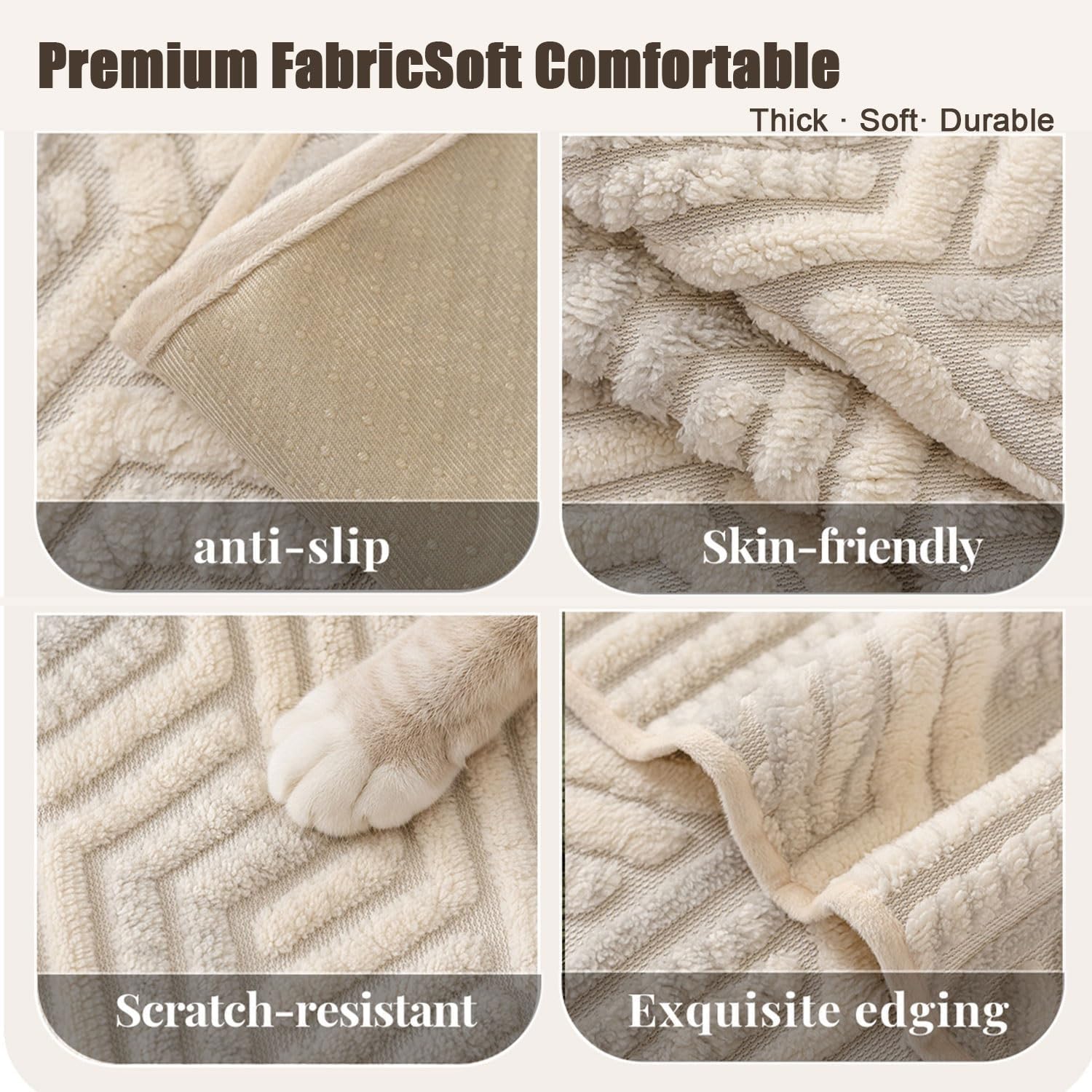 Housse de Canapé 2 3 4 Places, Couvre Canapé,Protège-Canapé en Peluche, Adapté aux Animaux, Protection Canapé Universelle pour Canapé d'angle,Marron,90 * 210cm