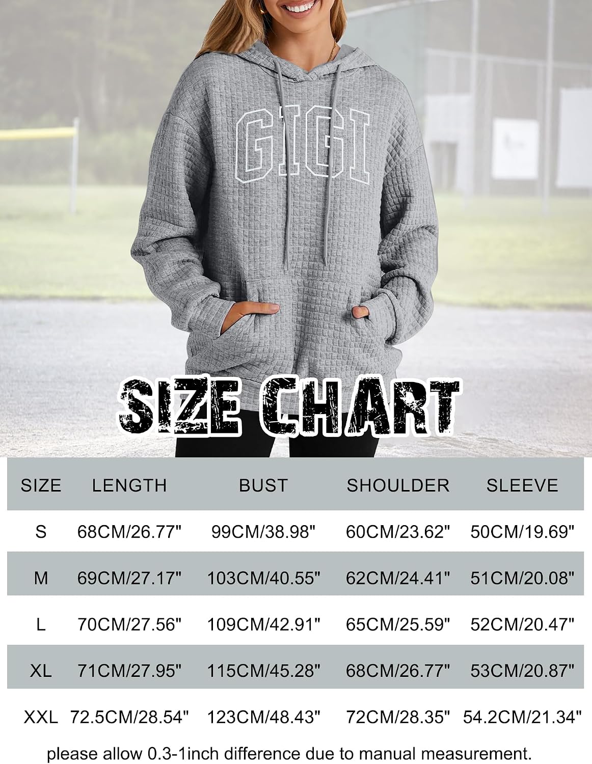 UNIQUEONE Grandma Sweatshirt Women Hoodies: Gigi Sweatshirts For Grandma Nana Life Waffle Drawstring Hooded With Pocket