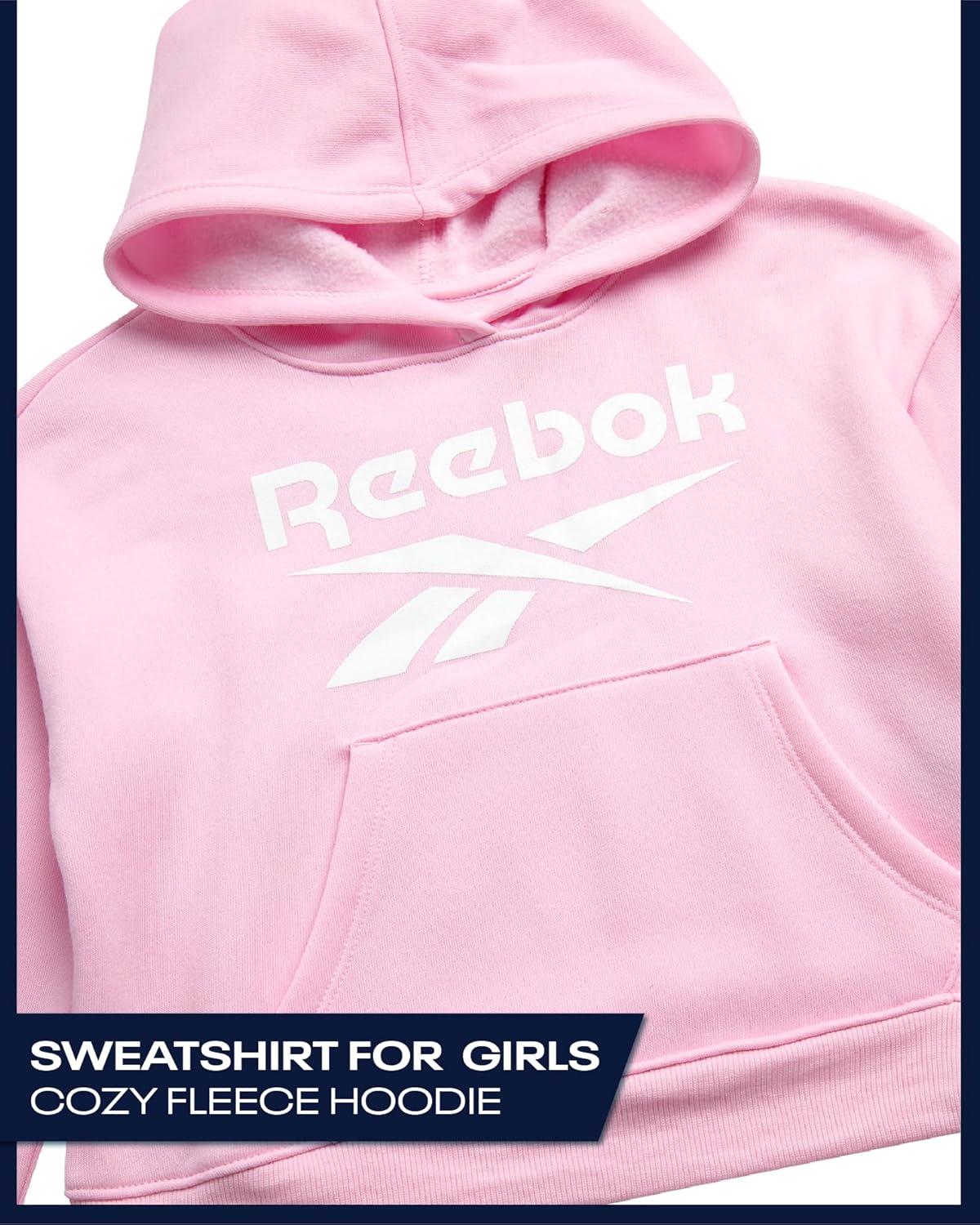 Reebok Girls Hoodie - Soft Cozy Midweight Fleece Girls Pullover Sweatshirt - Casual Fashion Kids Hoodie Fall Winter Clothes - Image 2