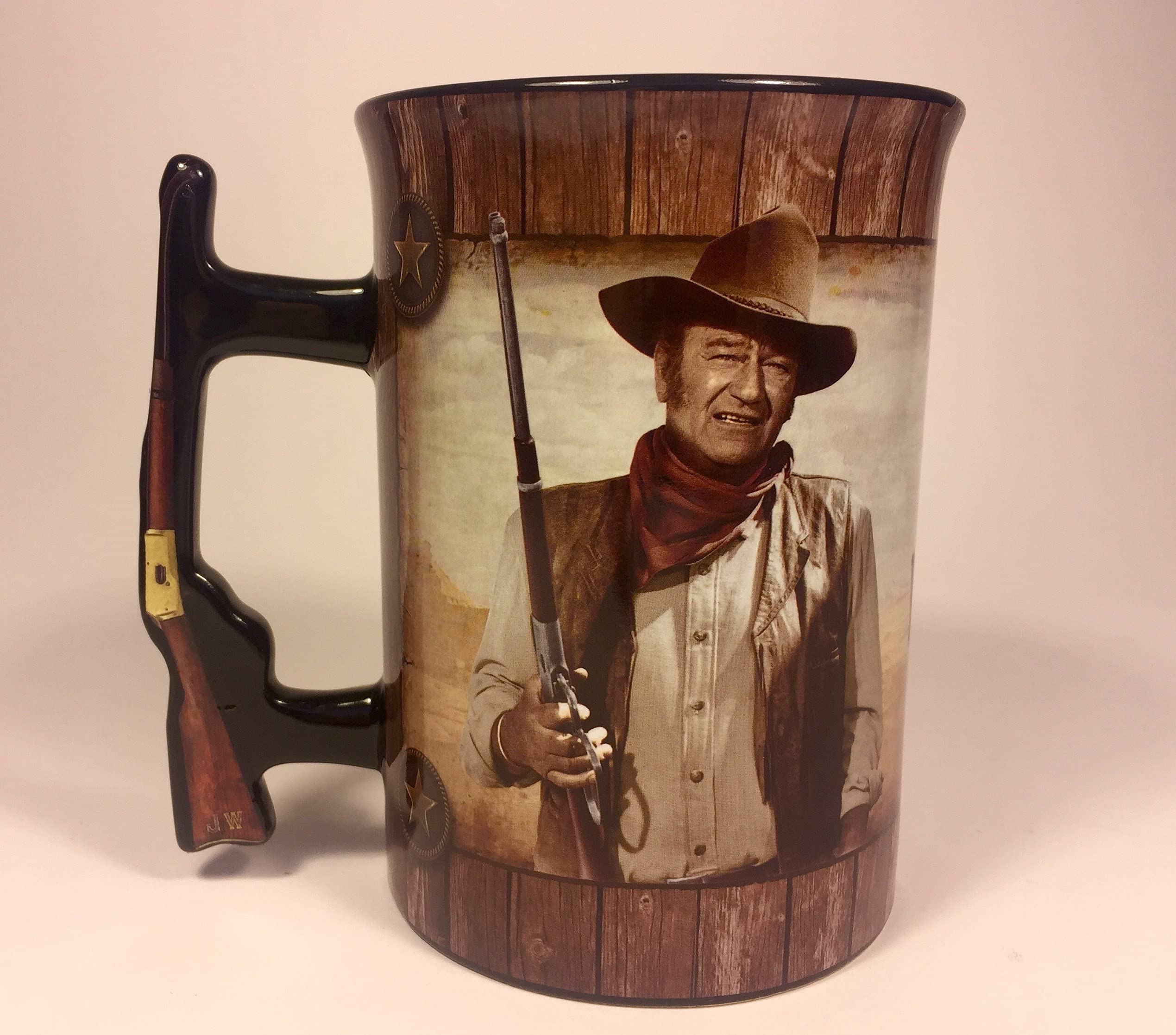 Mid-South Products John Wayne 16 oz. Ceramic Mug with Rifle Handle - A Man's Gotta Do Design - Must For The Duke's Collectors