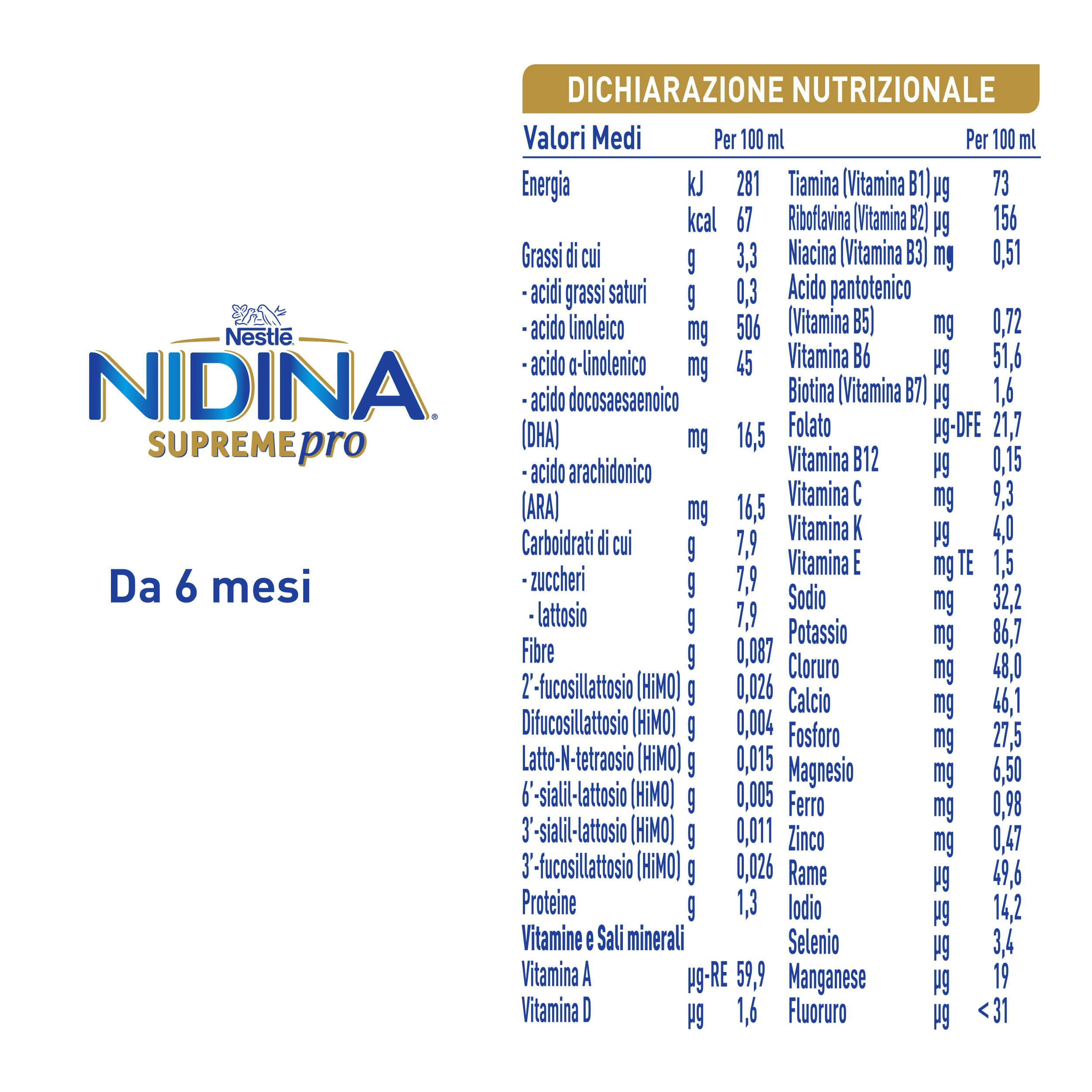 NIDINA SUPREMEpro 2 Latte di Proseguimento Liquido da 6 mesi, 12 Brick da 300ml (3,6L)