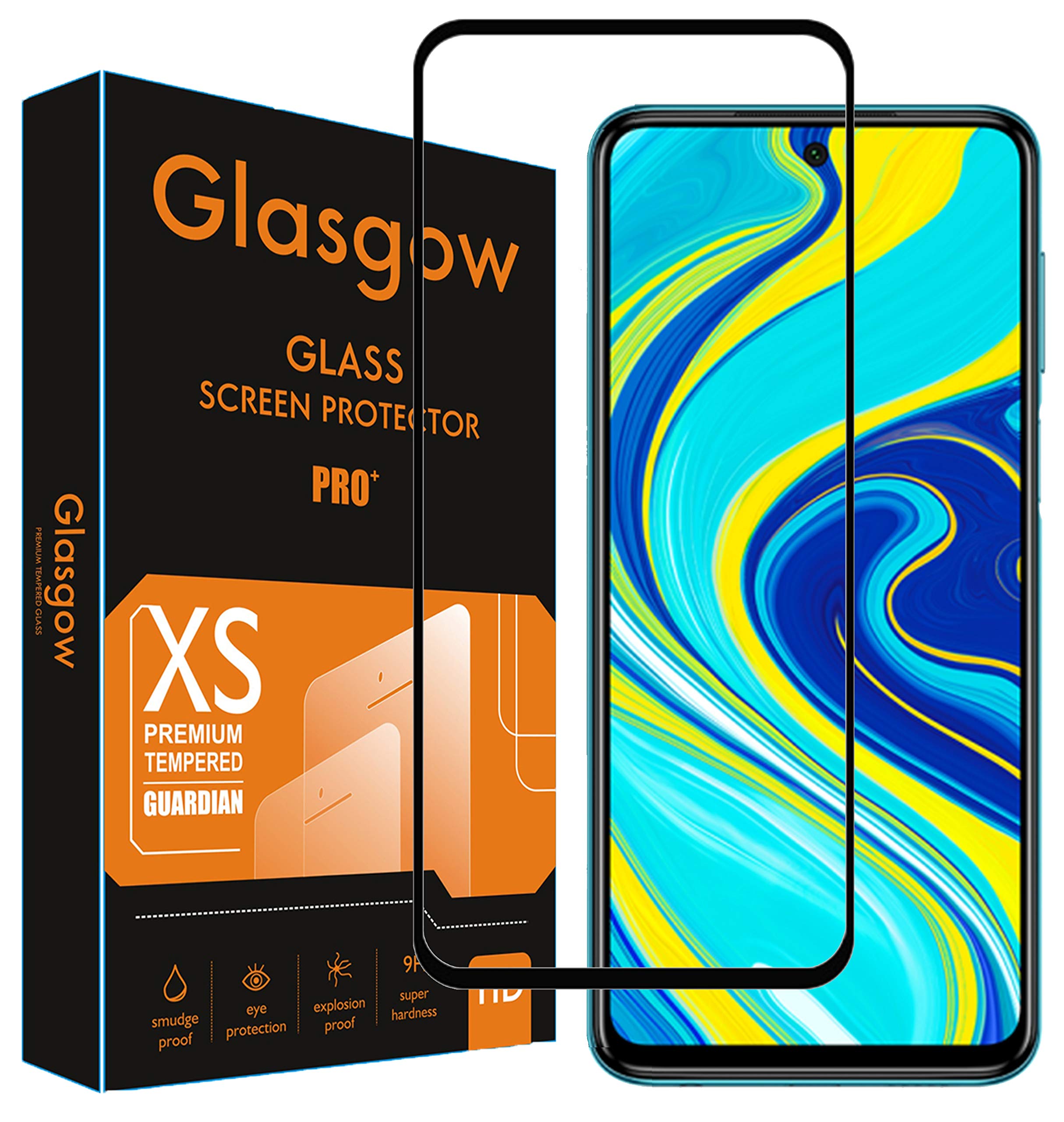 Glasgow |For Mi Redmi Note 9 Pro/Redmi Note 9 Pro Max | Tempered Glass Screen Protector Guard | Full Glue Curved Tempered Glass | Bubble Free Installation | Gorilla - Black (B085CGLX18) Amazon Price History, Amazon Price Tracker