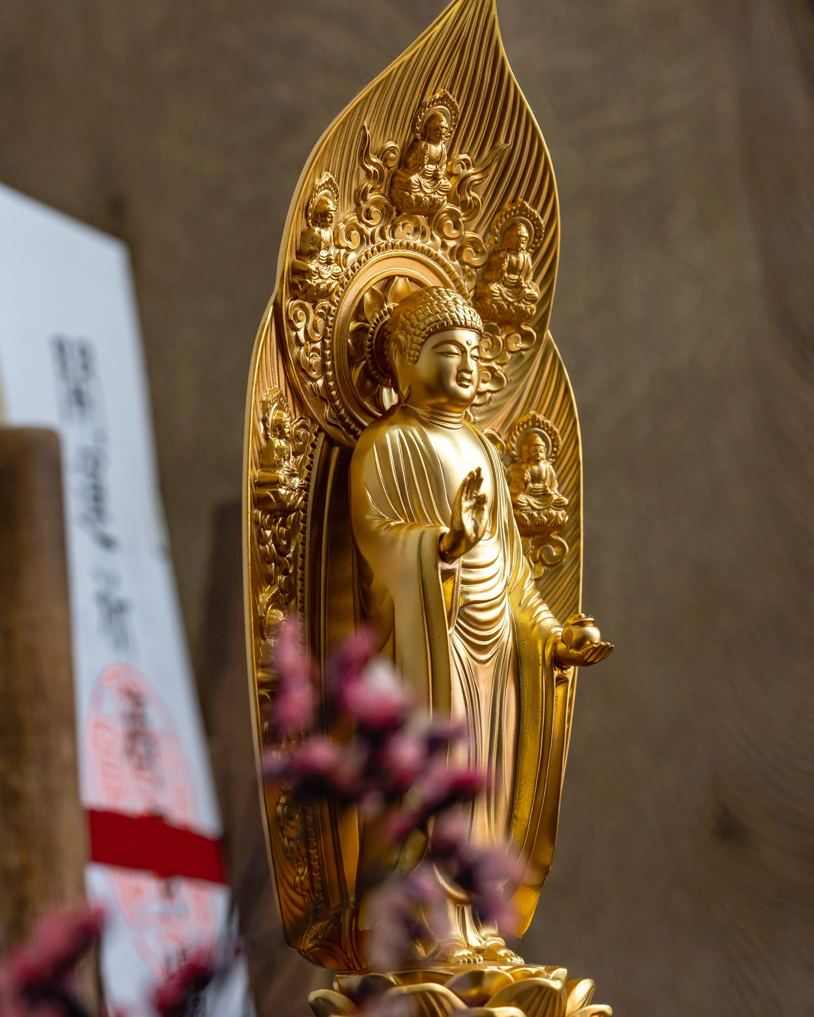 仏像 薬師如来 23.5cm(金メッキ/24金) 仏師：牧田秀雲 原型＿『天台宗