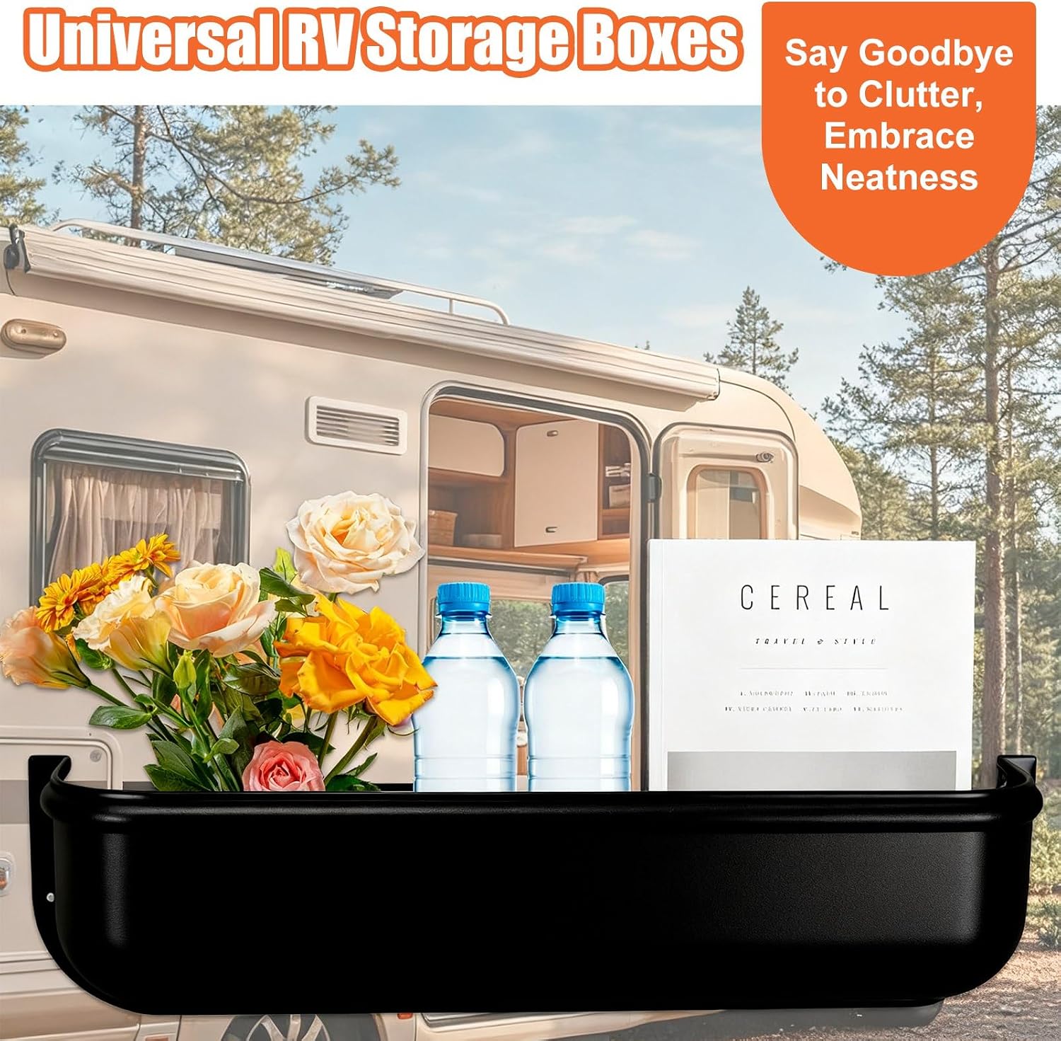 Black RV Door Storage Box, Compact RV Organizer for Expand Space, Multipurpose Auto Rack & Camping Car Trailer Van Rear Door Organizer image 4