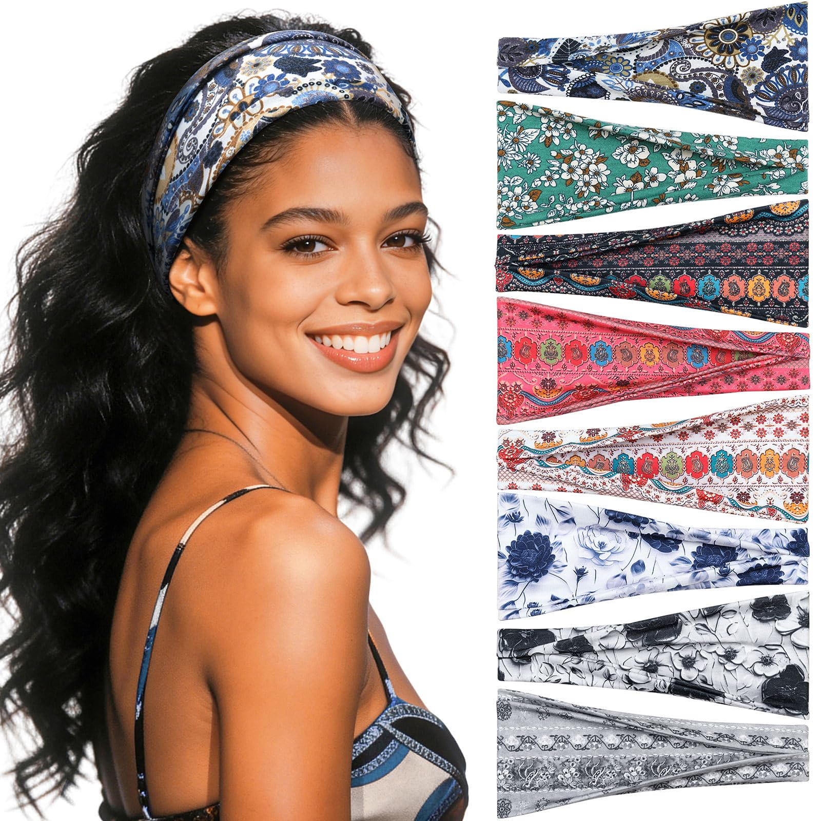 PROPOG Africa Fascia Capelli Donna, Elastico Fasce Per Capelli 6 Pezzi Boho Fascette Per Capelli Yoga Headband Accessori Capelli Donna(Arancione