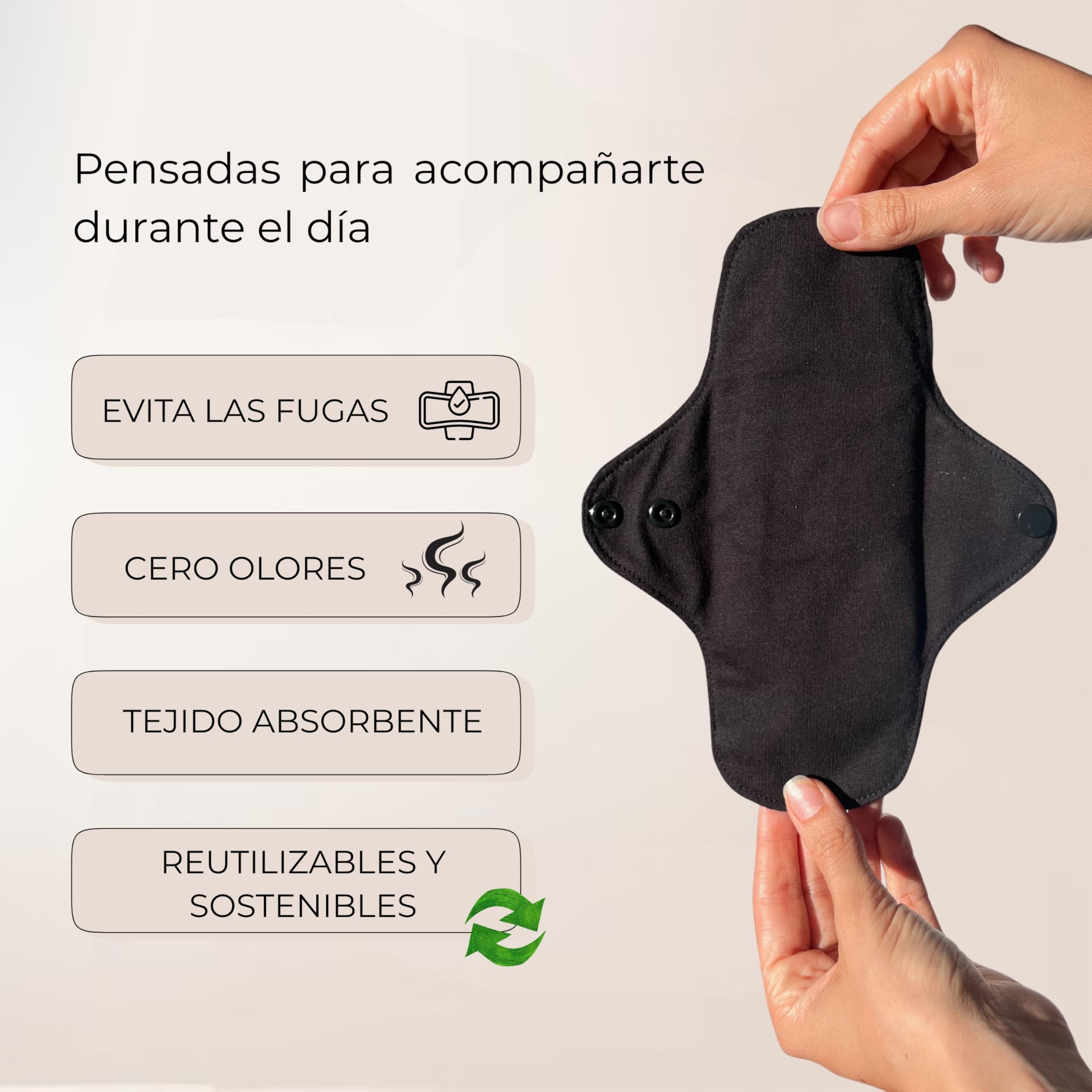 ANAISSA Pack 4 Compresas Menstruales de Algodón | Flujo Abundante, Reutilizables y Ecológicas Youcare