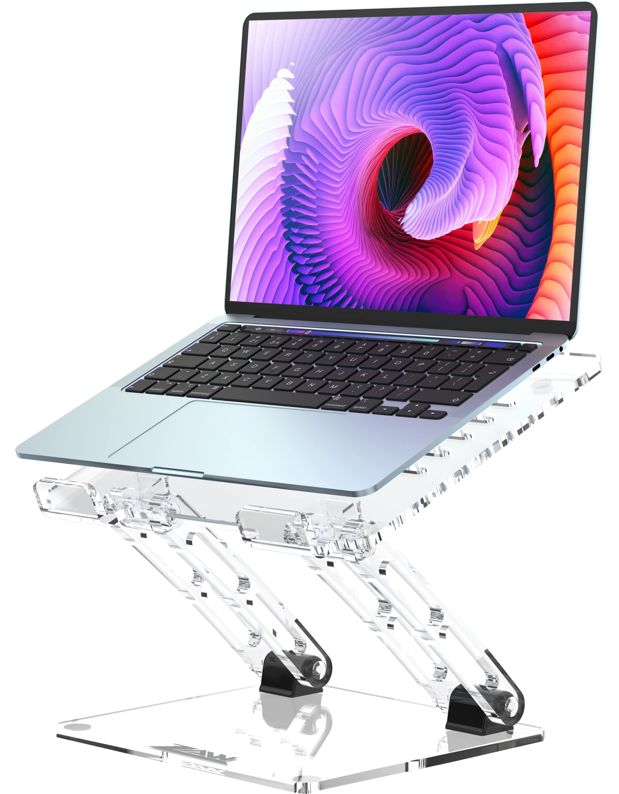 ZAW Dual Shaft Acrylic Laptop Stand for Desk - Ergonomic Acrylic Computer Stand for Laptop - Clear Laptop Stand - Compatible with MacBook Pro, Dell, HP 10-15