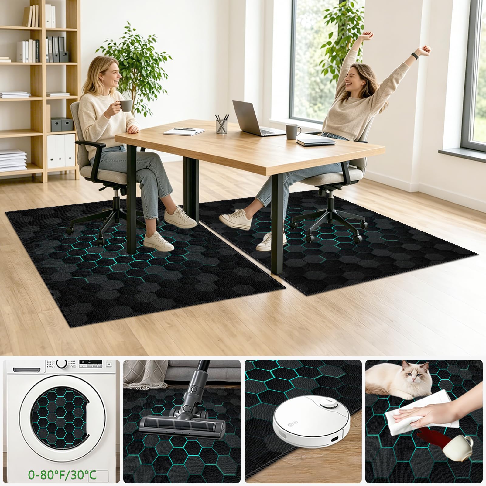 Tappeto Sedia Ufficio Protettore del Pavimento, Deco Tappeto Salvapavimento Antiscivolo, Tappeto per Sedia con Ruote, Tappetino Pavimenti per Parquet e Pavimenti Duri Piastrelle 120x140cm