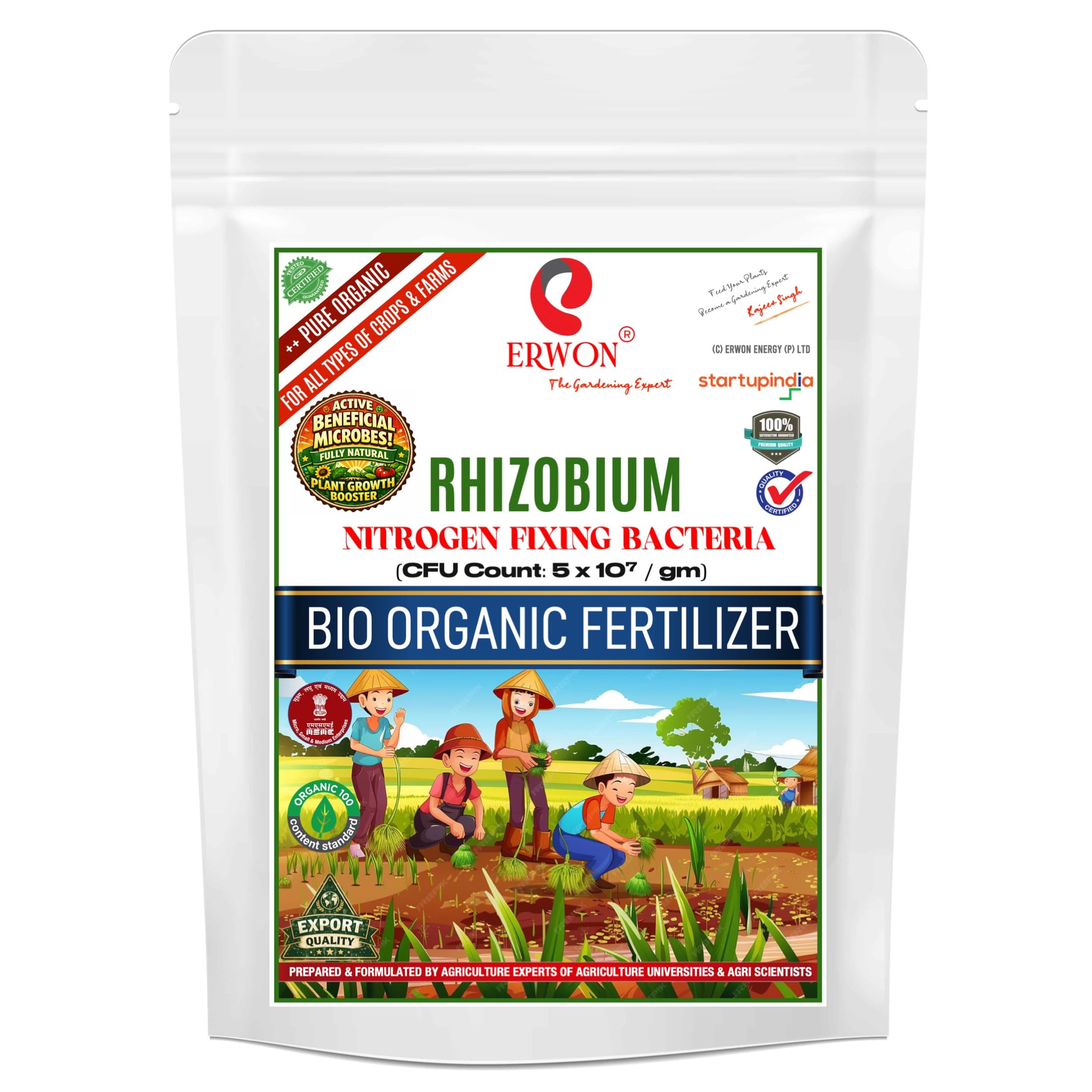 Erwon® Rhizobium Pro Leguminosarum Bio Fertilizer (5×10⁷ CFU/g) | Advanced Nitrogen Fixing Bacteria for Legume Crops | Soil Fertility & Yield Booster | 200 gm-image-34