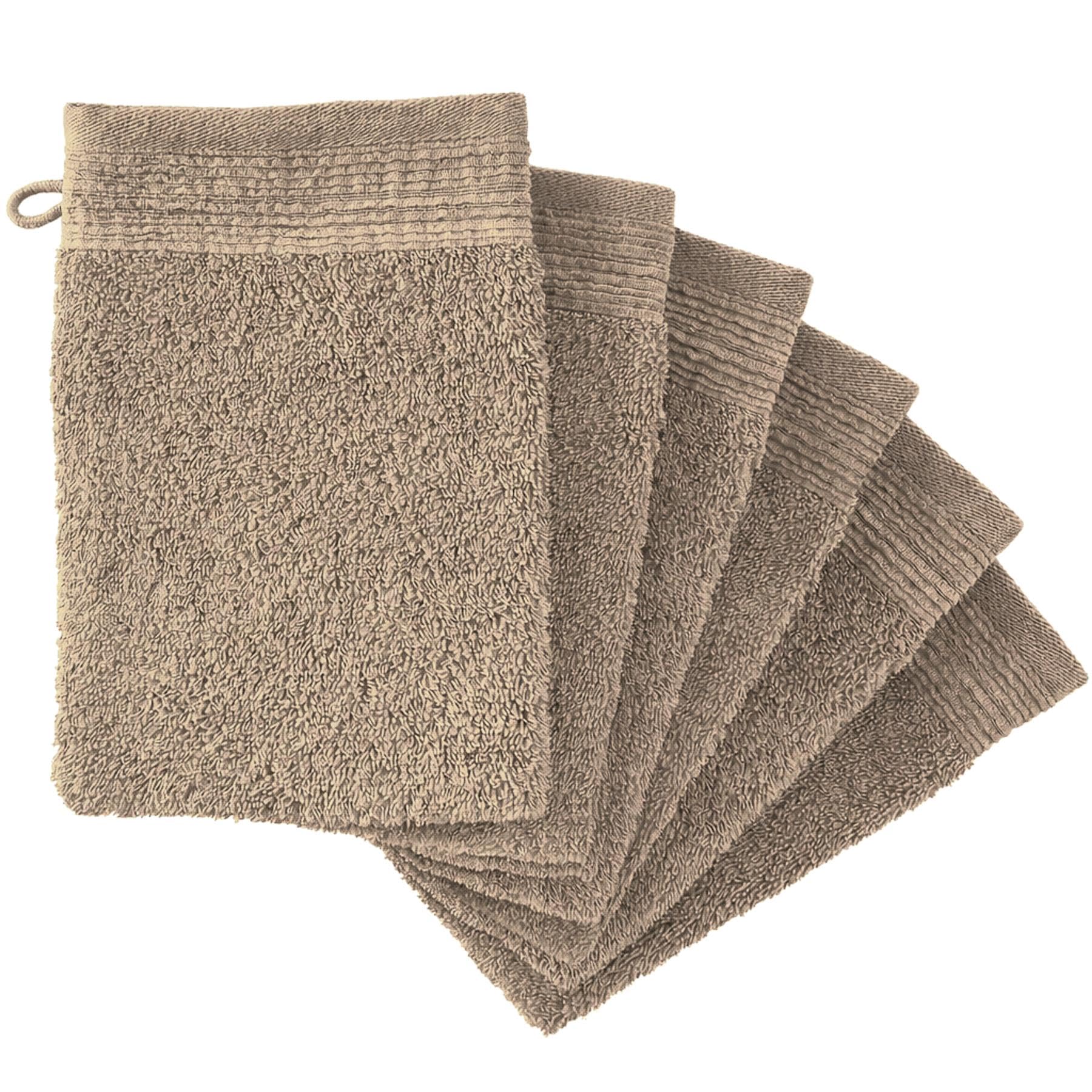 Adore Home 6 x Premium Quality Wash Mitts Absorbent Flannel Face Mitt Body Scrub, Natural