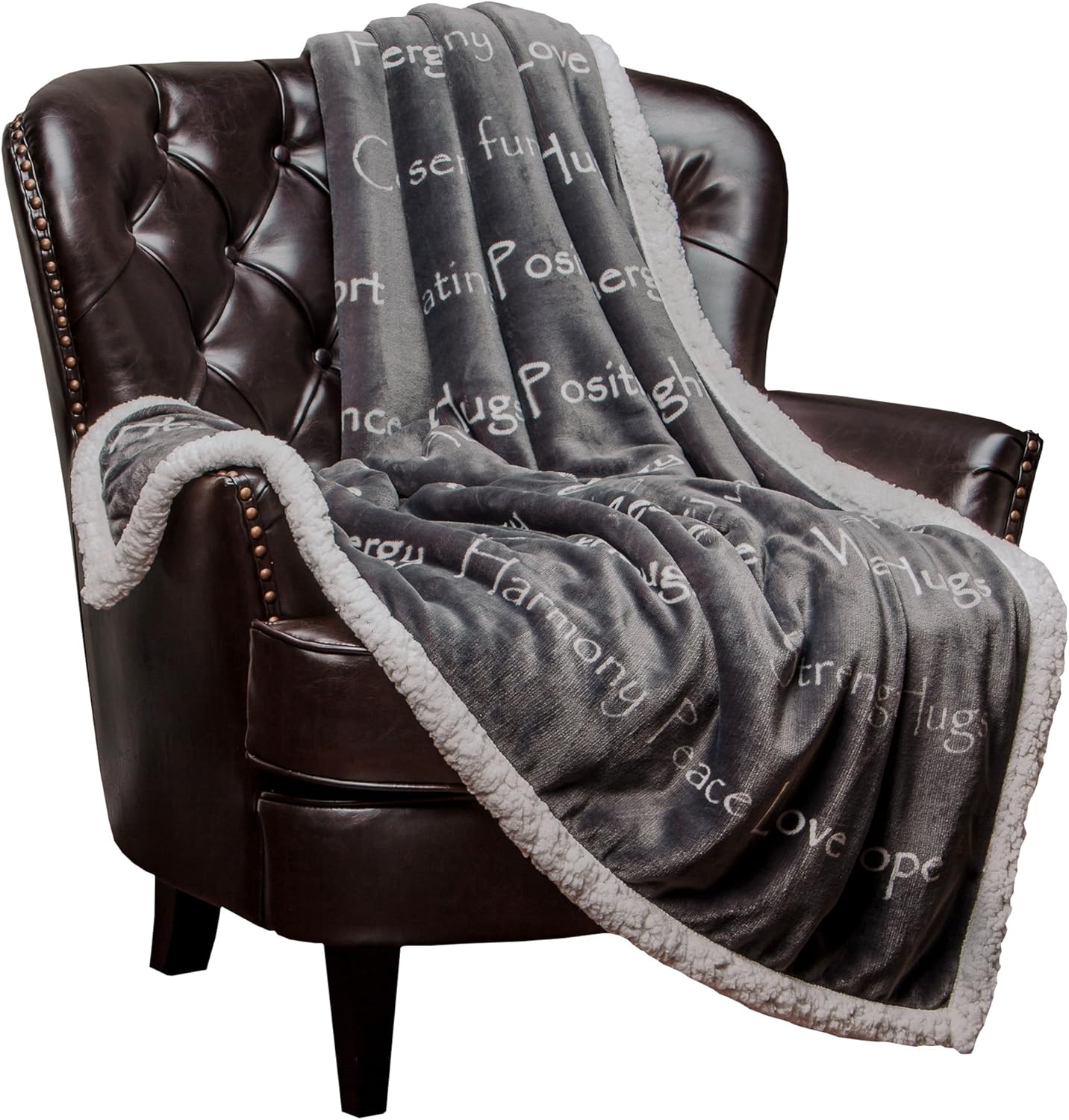 Chanasya Warm Hugs Positive Energy Healing Thoughts Caring Gift Throw Blanket - Sherpa Microfiber Comfort Gift Throw - Get Well Soon Gift for Women Men Cancer Patient - Aubergine Blanket: Home & Kitchen