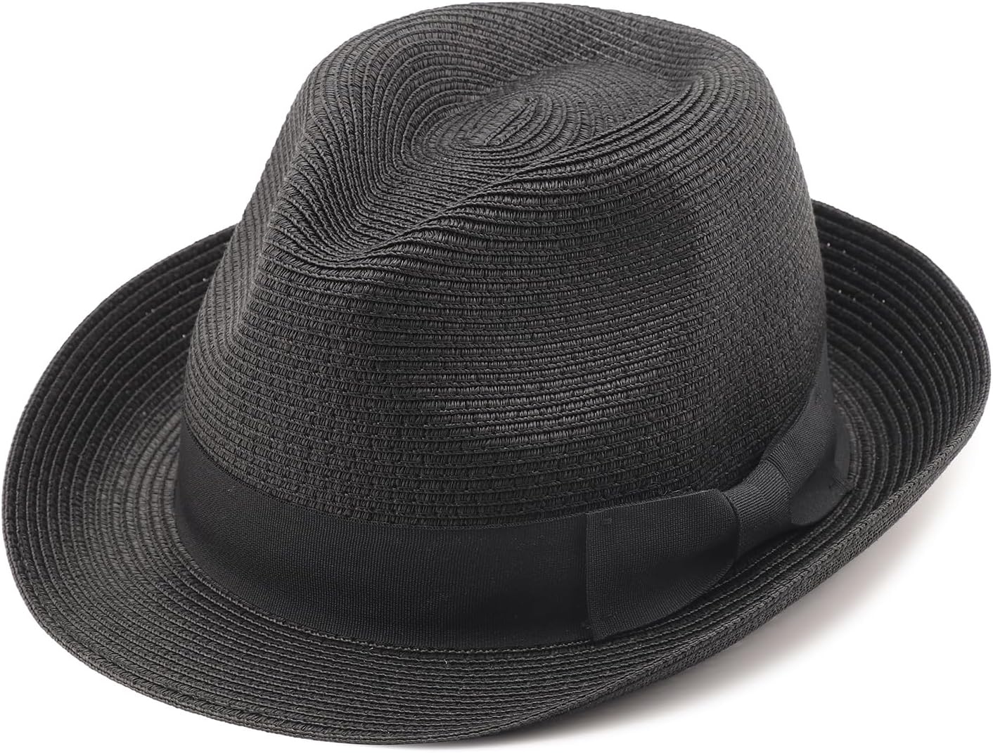 DRESHOW Women Straw Sun Hat Short Brim Panama Travel Fedora Beach Cap Roll up Summer Hat for Women Men UPF 50+ - Image 2