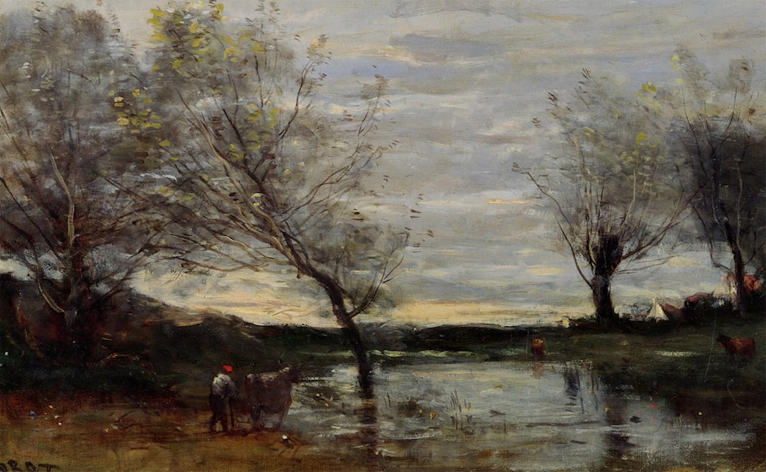 ARTXLXXBN Famous Print Painting Colorful Art Print Paturages Marecageux by Jean-baptiste-camille Corot Canvas Art Decorations for Home Decor 60x90cm