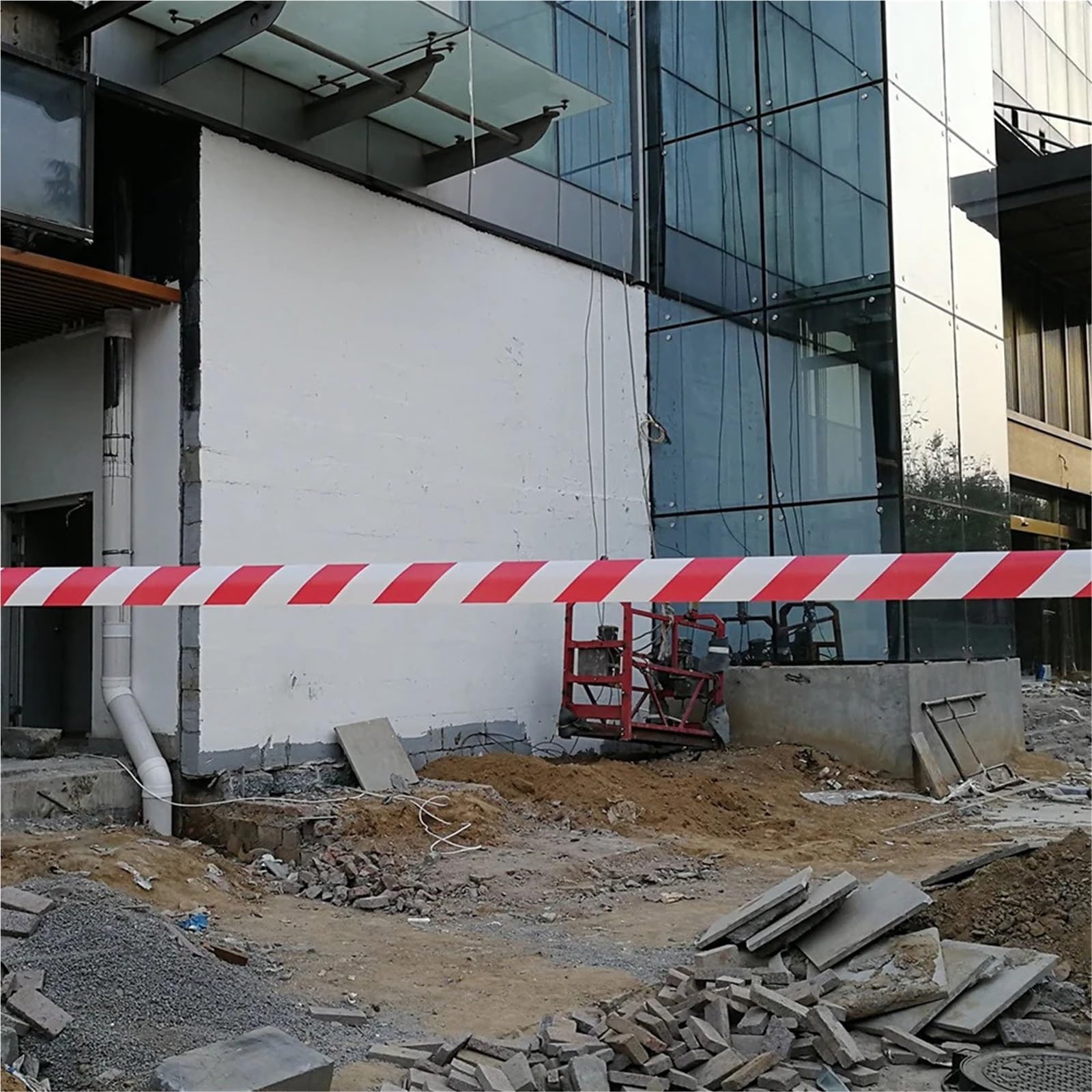 Cinta de señalización de Peligro, Advertencia Precaución Peligro Barrera Piso Marcado Cinta Roja 100m x 50mm Interior Exterior