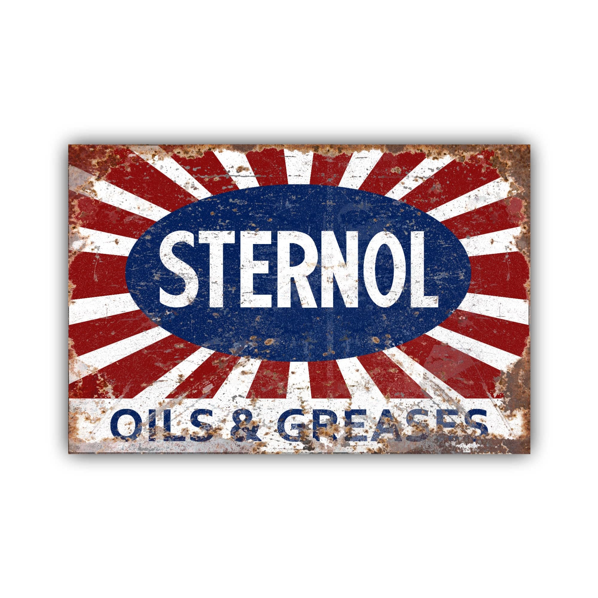 Sternol Oils & Greases - Targa metallica (effetto invecchiato, 60 x 42 cm)