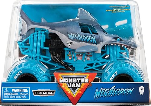 Monster Jam, CamiĂłn monstruo oficial Megalodon, vehĂculo fundido a presiĂłn, escala 124 Monster Jam, CamiĂłn monstruo oficial Megalodon, vehĂculo fundido a presiĂłn, escala 124