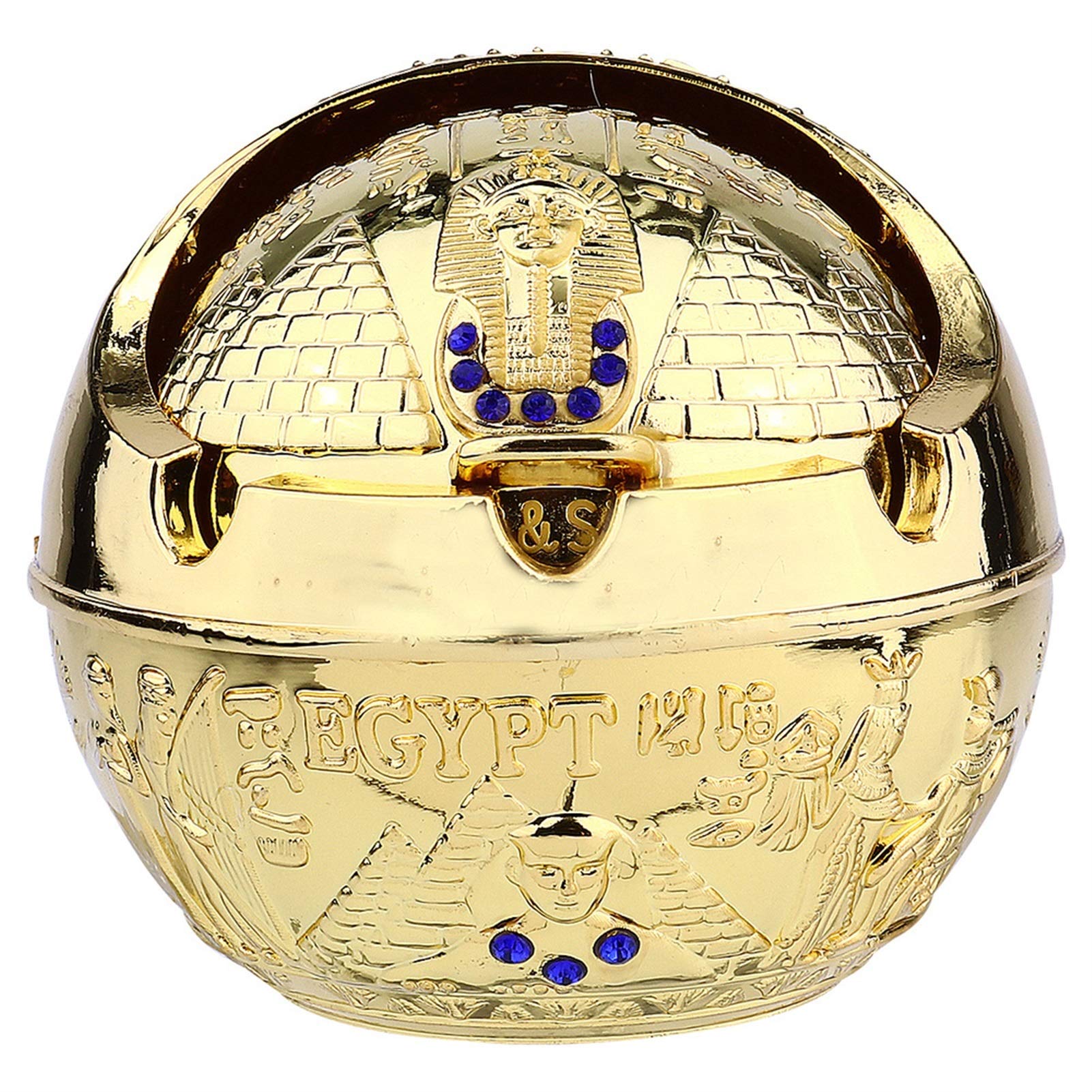 ashtray, Desktop Ashtray 1Pc Creative with Lid Cigar Cigarettes Metal(Golden)