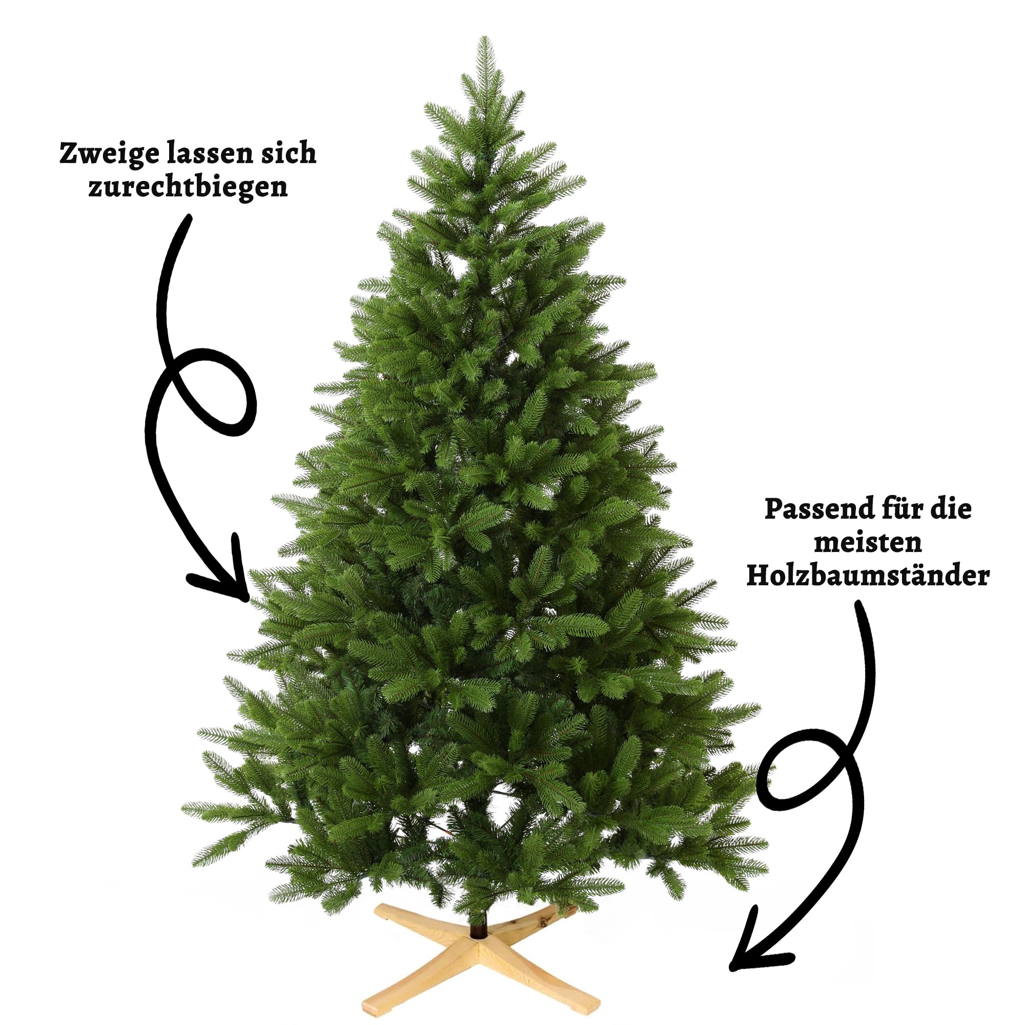 EVGN Künstlicher Weihnachtsbaum 180 cm – Nordmanntanne Optik – Dicht & naturgetreu – Premium PE+PVC Zweige mit stabilem Metallständer – Einfacher Aufbau & wiederverwendbar.
