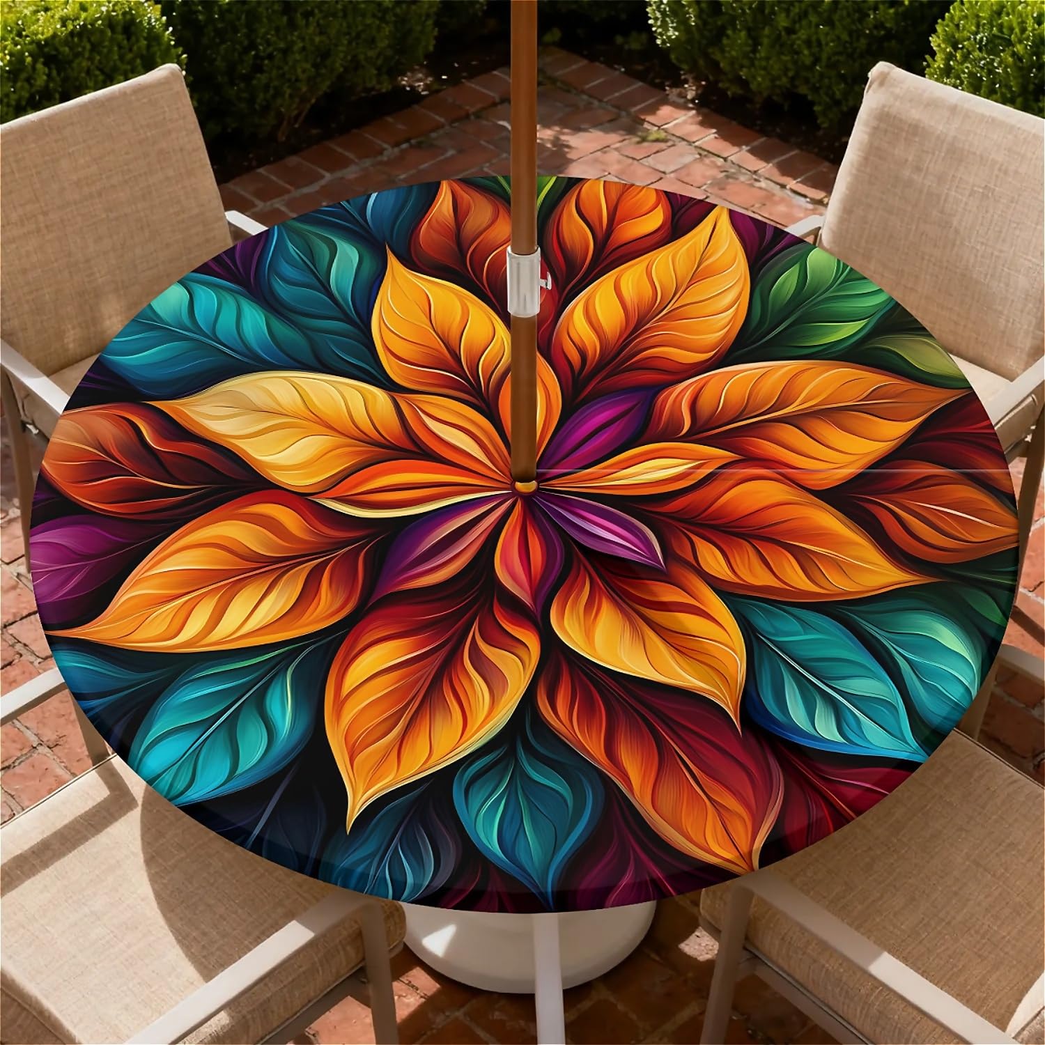 Nappe ronde extérieur avec trou de parapluie élastiquée et imperméable Ø 150 cm