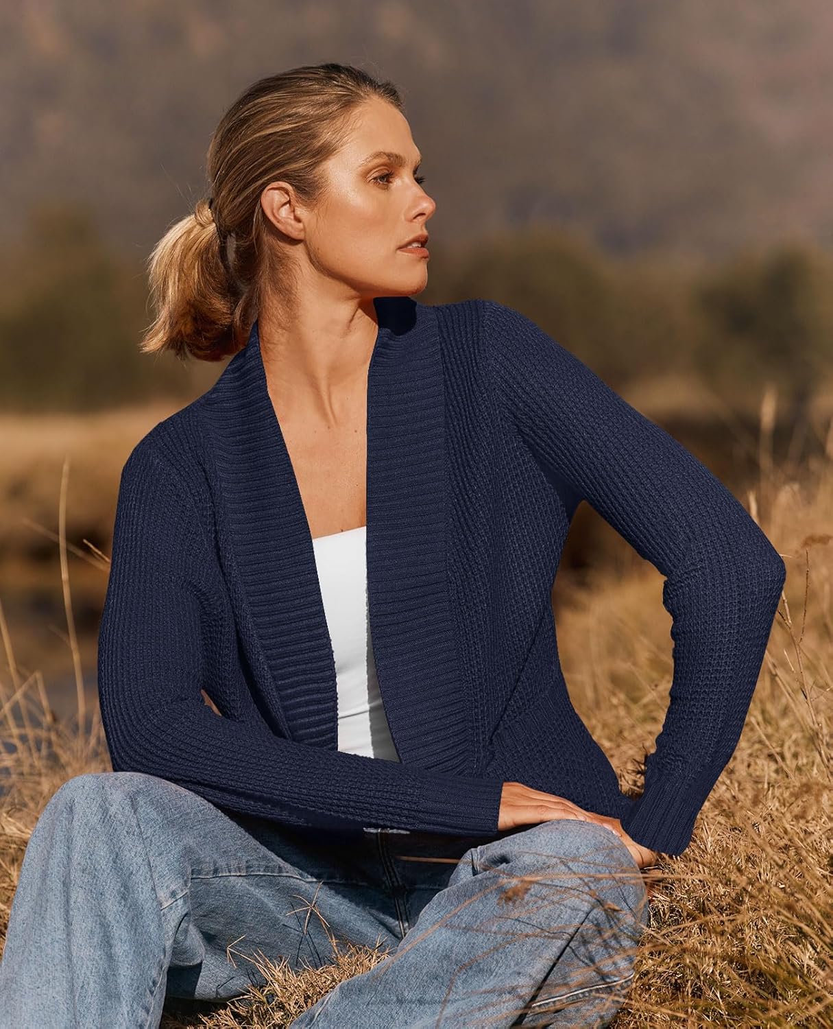 ZESICA Women's Fall Winter 2026 Long Sleeve Open Front Casual Lightweight Soft Knit Cardigan Sweater Outerwear - Image 5