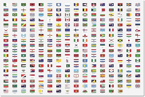 Póster de World Flags - Arte de pared grande de 24 x 16 pulgadas