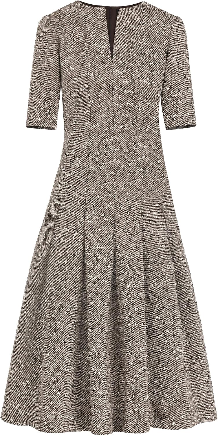 Oscar de la Renta Slub Wool Tweed Gauze Dress