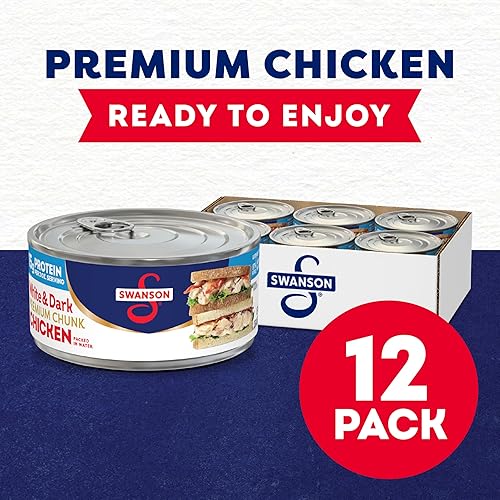 Miniatura 3 de Swanson White and Dark Premium Chunk Pechuga de pollo enlatada en agua, pollo completamente cocido, lata de 9.75 onzas (caja de 12)