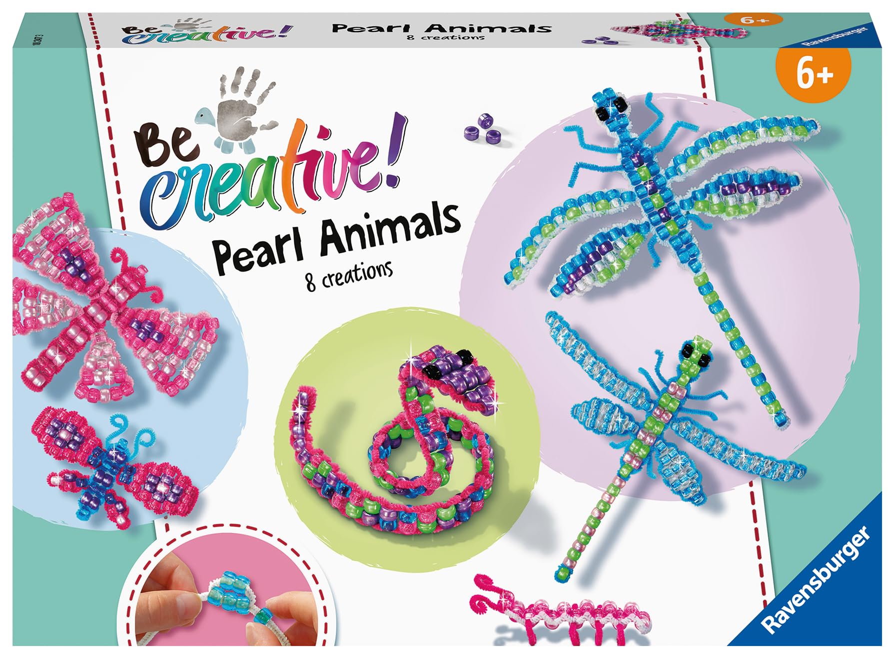 Ravensburger BeCreative Pearl Animals - Bastelset für Kinder ab 6 Jahre, Perlentiere basteln für Mädchen und Jungen - Perlen Set - 18247 - Geburtstagsgeschenke, Deko selber basteln