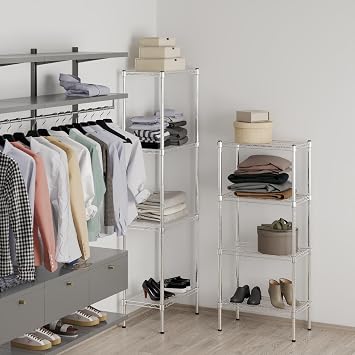 14 Deep x 24 Wide x 54 High 4 Tier Chrome Wire Shelving Kit | NSF Commercial Storage Rack Unit