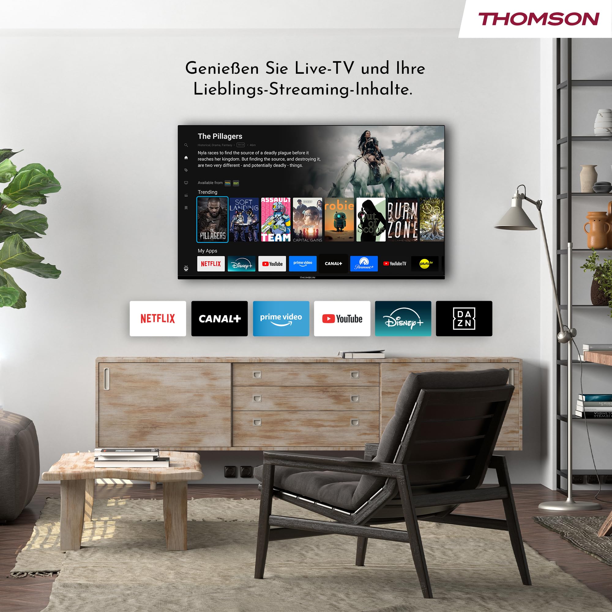 THOMSON 24 Pouces (60 cm) HD LED Smart TV, Wi-FI, Commande vocale, HDR10, Dolby Audio, Triple Tuner (Câble-Satellite-TNT), HDMI, USB, 1.5GB RAM, 8GB Flash – 24HT2S15