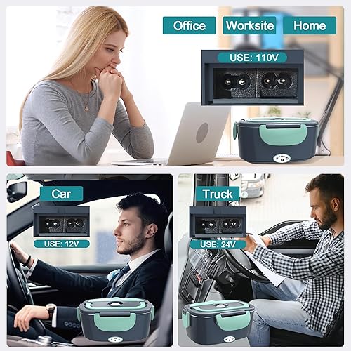 Miniatura 2 de Fiambreras eléctricas con calefacción para adultos Fiambrera eléctrica de 80 W con calefacción de alimentos 1224110 V 1.5L Fiambrera calentable para