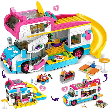 LEGO Friends Camper Van Playset [494-Piece Building Kit for Ages 6+ (41735)]