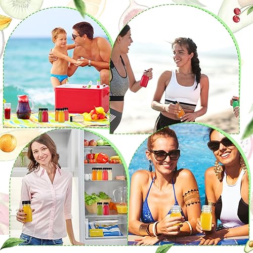 Miniatura 6 de Xinnun 200 botellas de plástico para jugo con tapas, botellas de agua cuadradas vacías transparentes, recipientes para bebidas a granel,