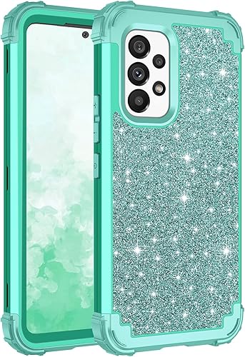 LONTECT Funda para Galaxy A53 5G con purpurina brillante a prueba de golpes, resistente, híbrida, resistente, funda protectora de alto impacto para