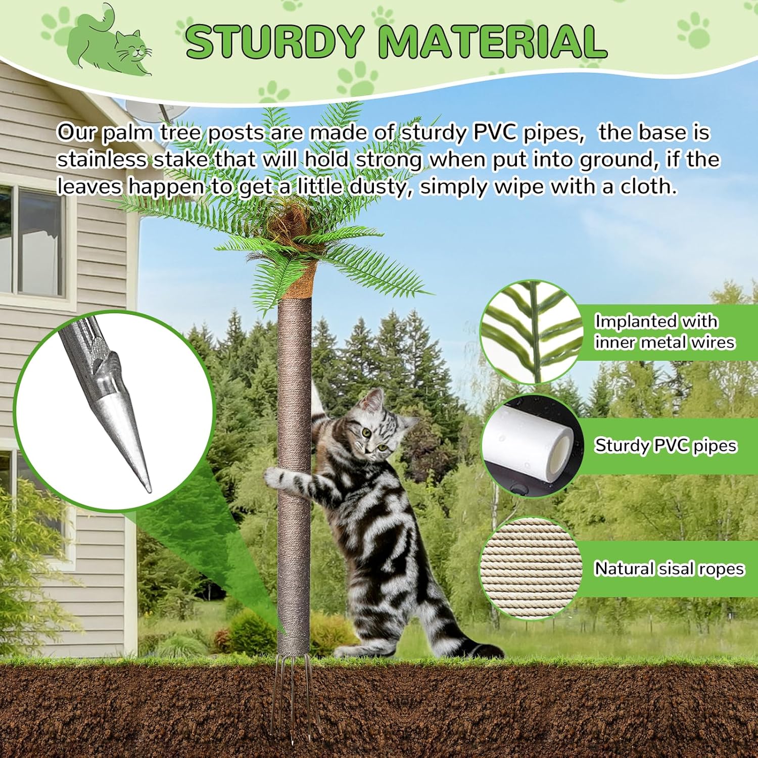 review 4ft Outdoor Weatherproof Artificial Palm Tree with Natural Sisal Scratching Posts for Cats